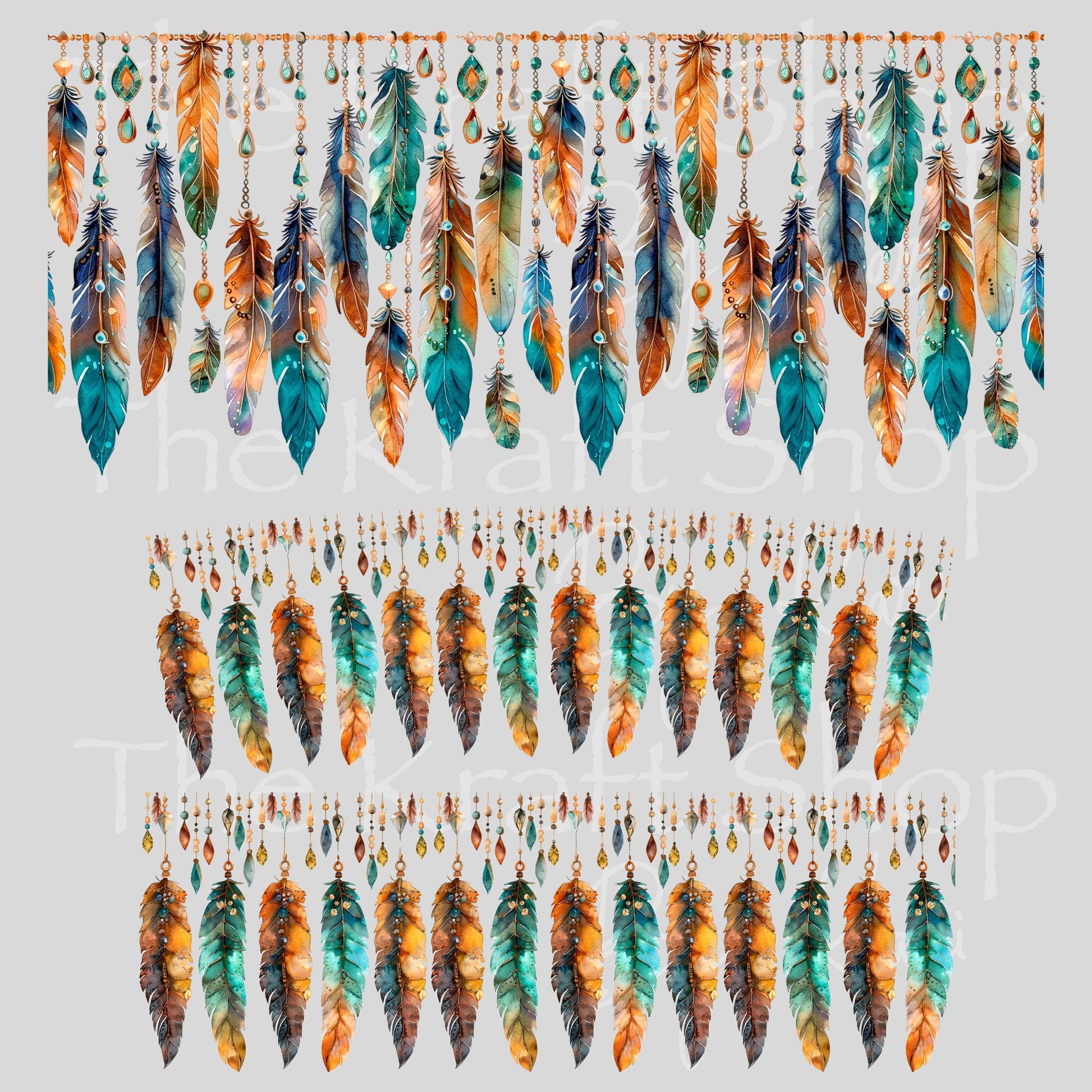 UV DTF 40 oz ready to apply Boho Feather border type wrap UV wrap quencher #3194