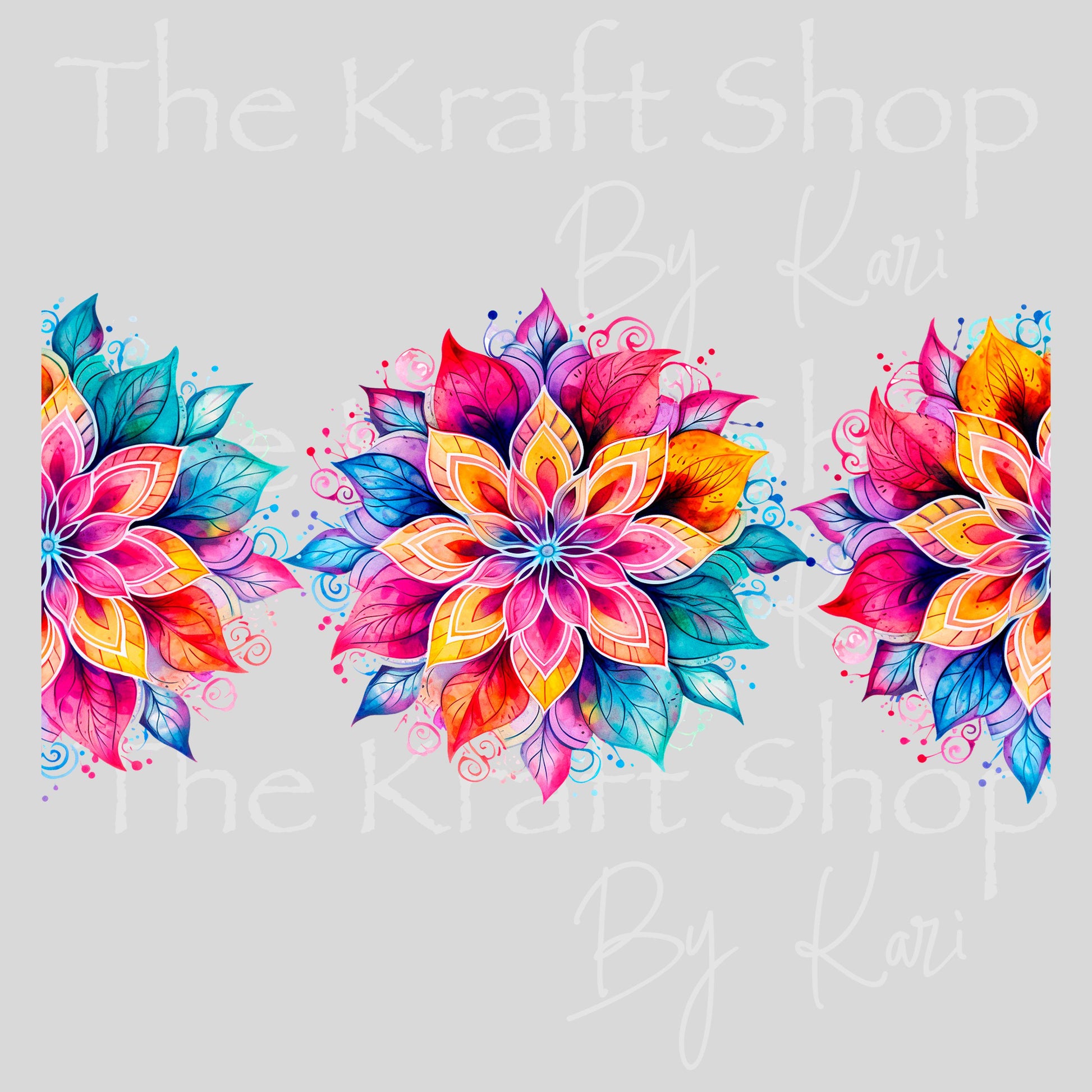 UV DTF Sticker print. Colorful Mandala wrap or element decals tumbler decal. Glass can wrap. #5437