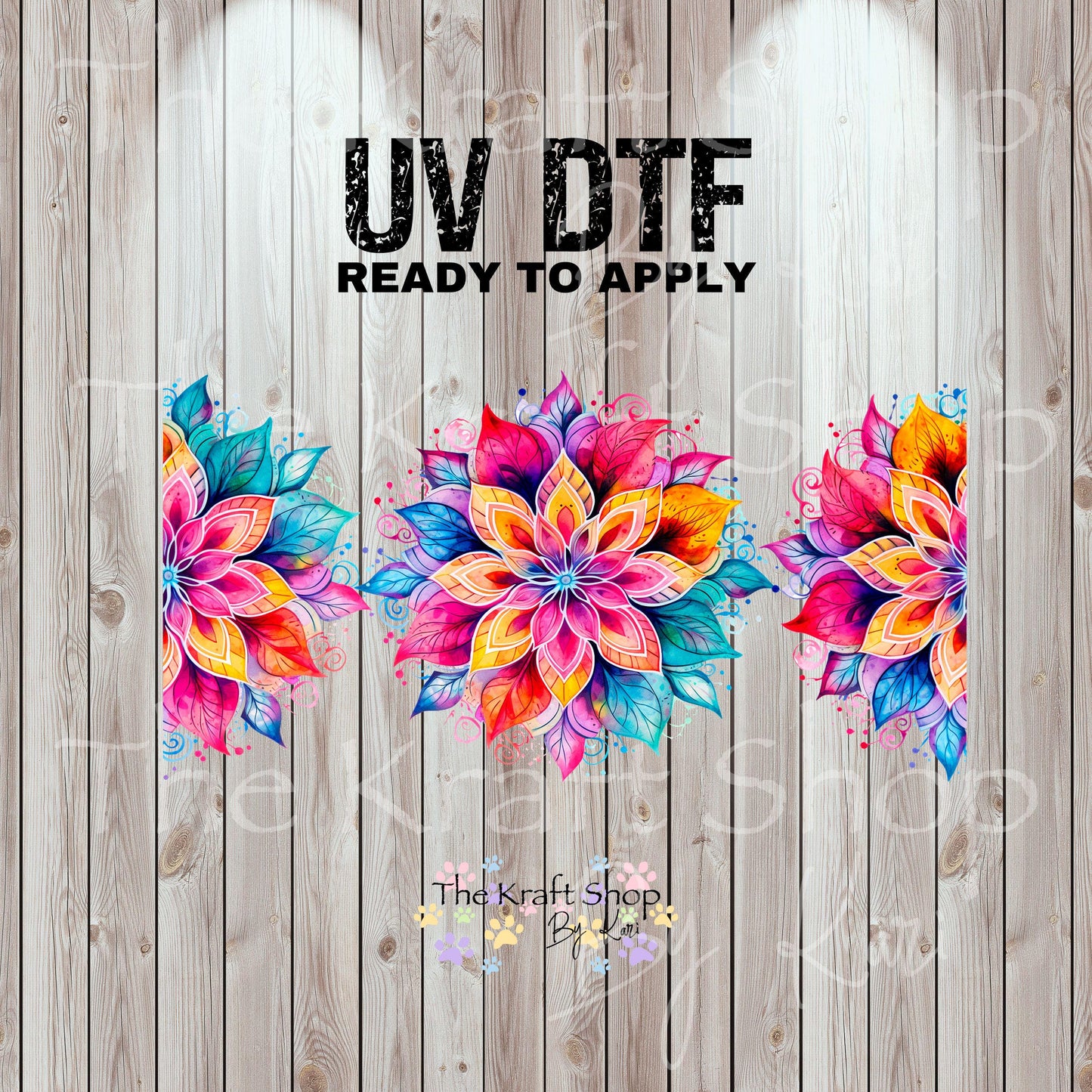 UV DTF Sticker print. Colorful Mandala wrap or element decals tumbler decal. Glass can wrap. #5437