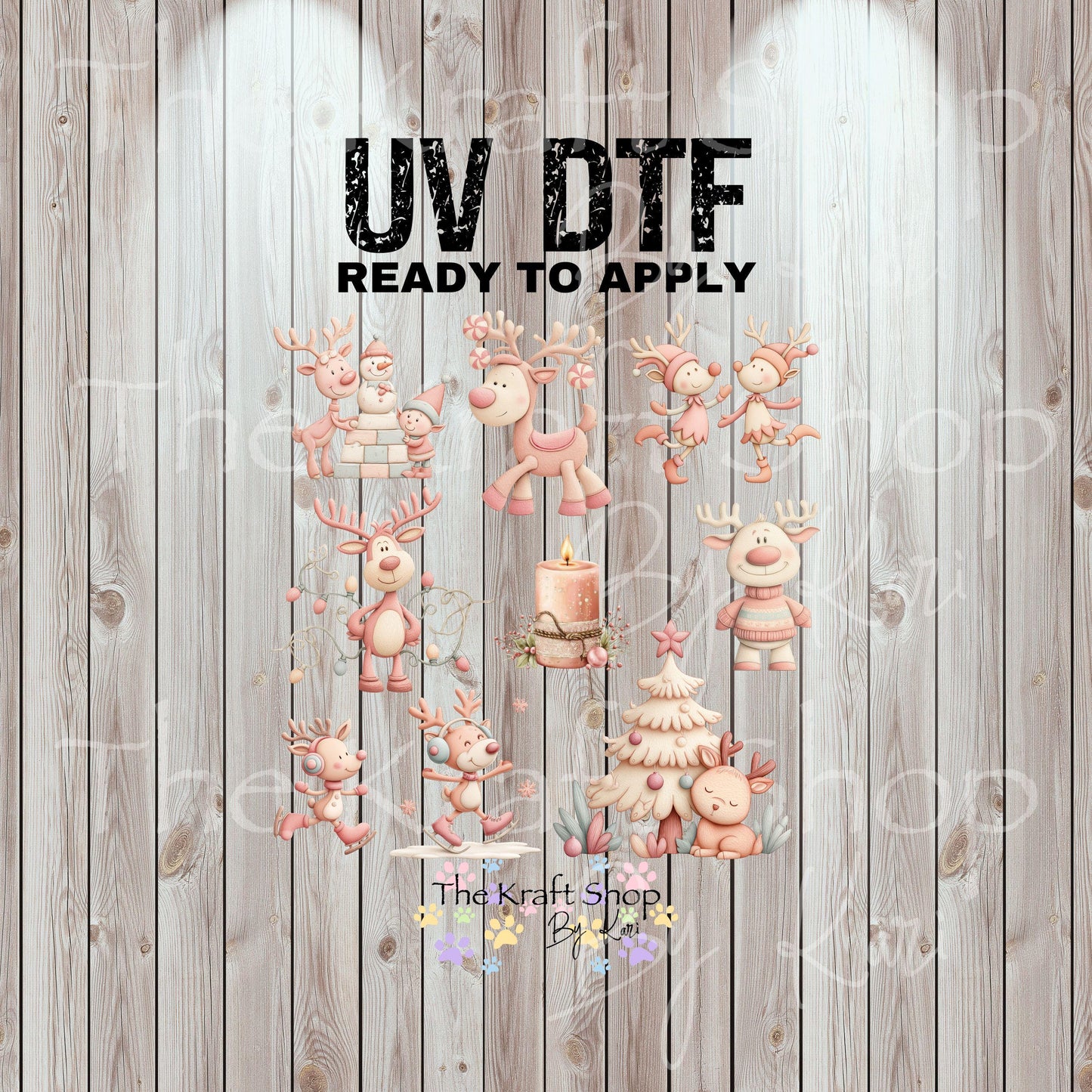 UV DTF Sticker print Cute Antler deer Element sheet 8x8 decal, tumbler decal, permanent sticker. #7435