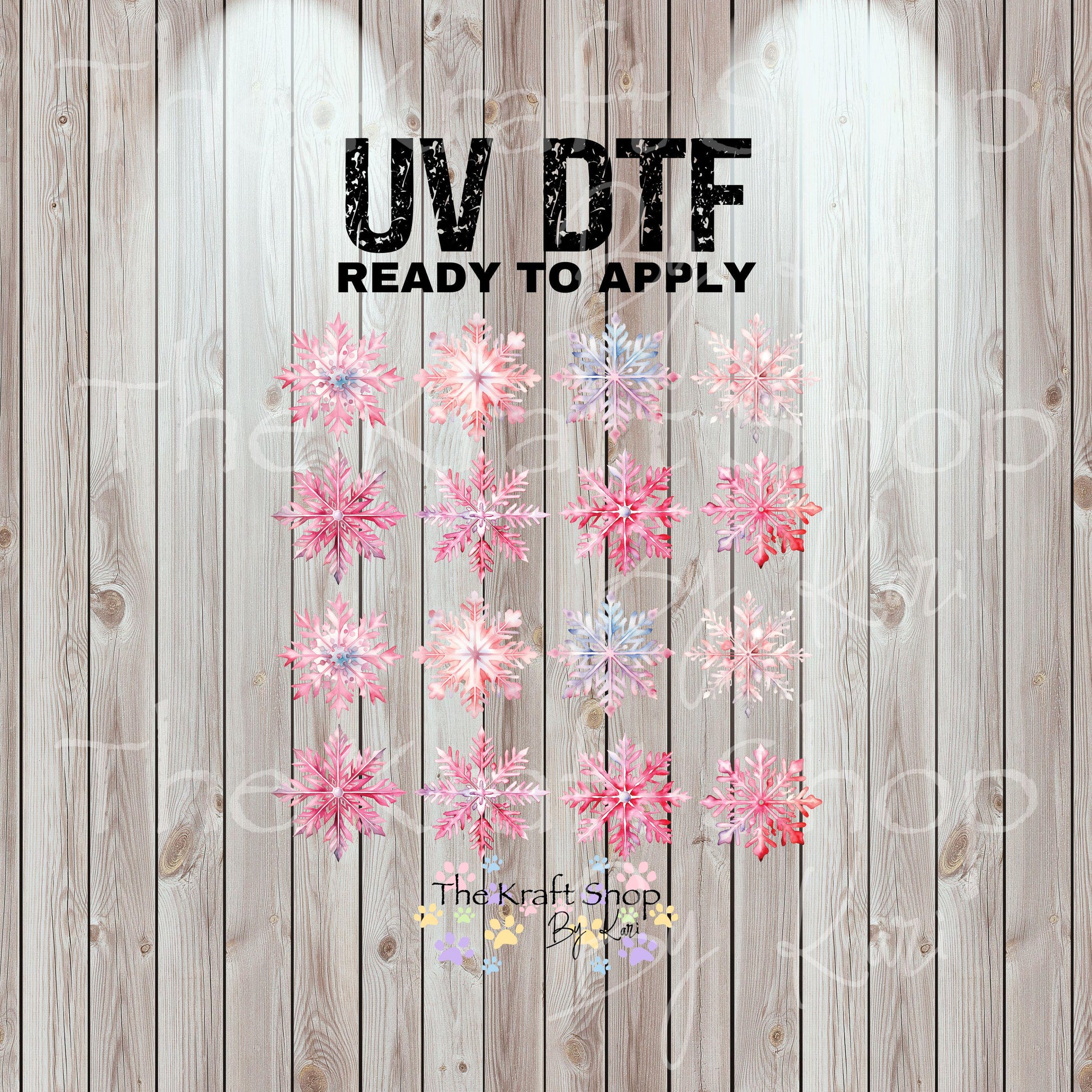 UV DTF Sticker print Snowflake Element sheet 8x8 decal, tumbler decal, permanent sticker. #7439
