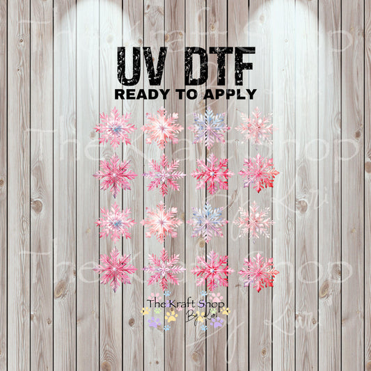 UV DTF Sticker print Snowflake Element sheet 8x8 decal, tumbler decal, permanent sticker. #7439