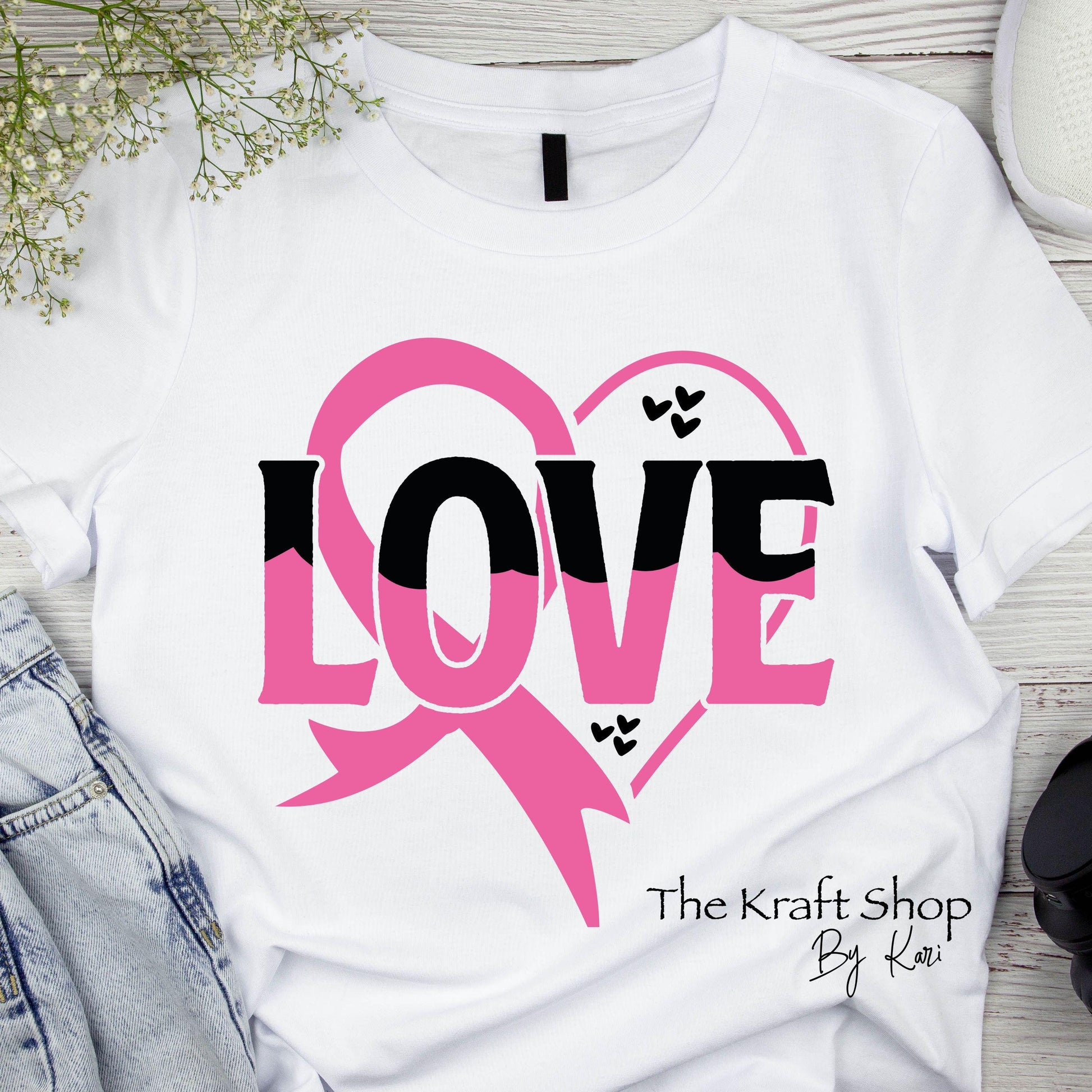 DTF ready to press transfer Love heart for Breast Cancer shirt transfer, DTF Print#11552