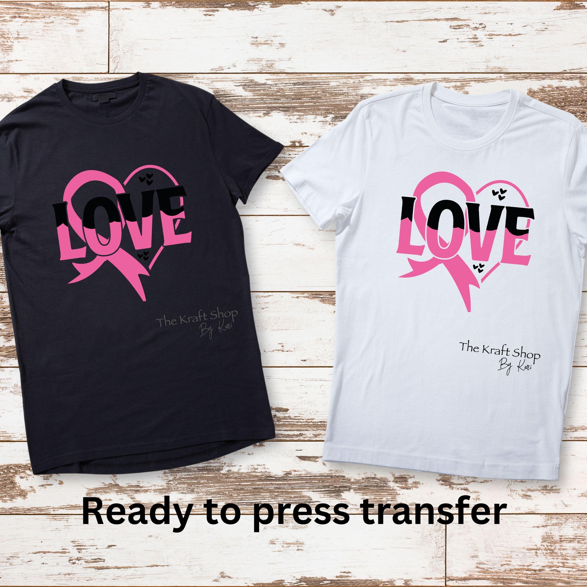 DTF ready to press transfer Love heart for Breast Cancer shirt transfer, DTF Print#11552