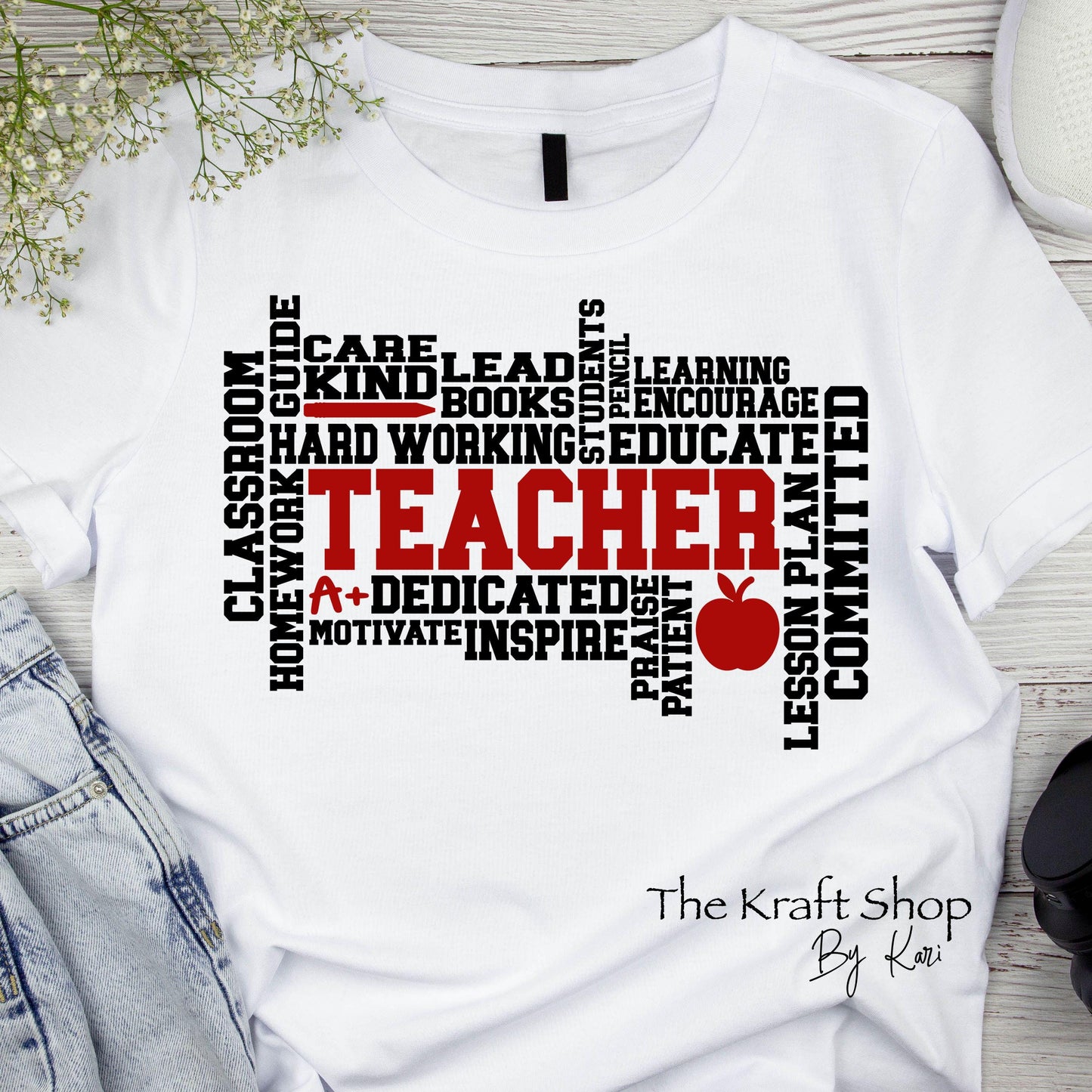 DTF ready to press transfer Teacher word art shirt transfer, DTF Print#11559
