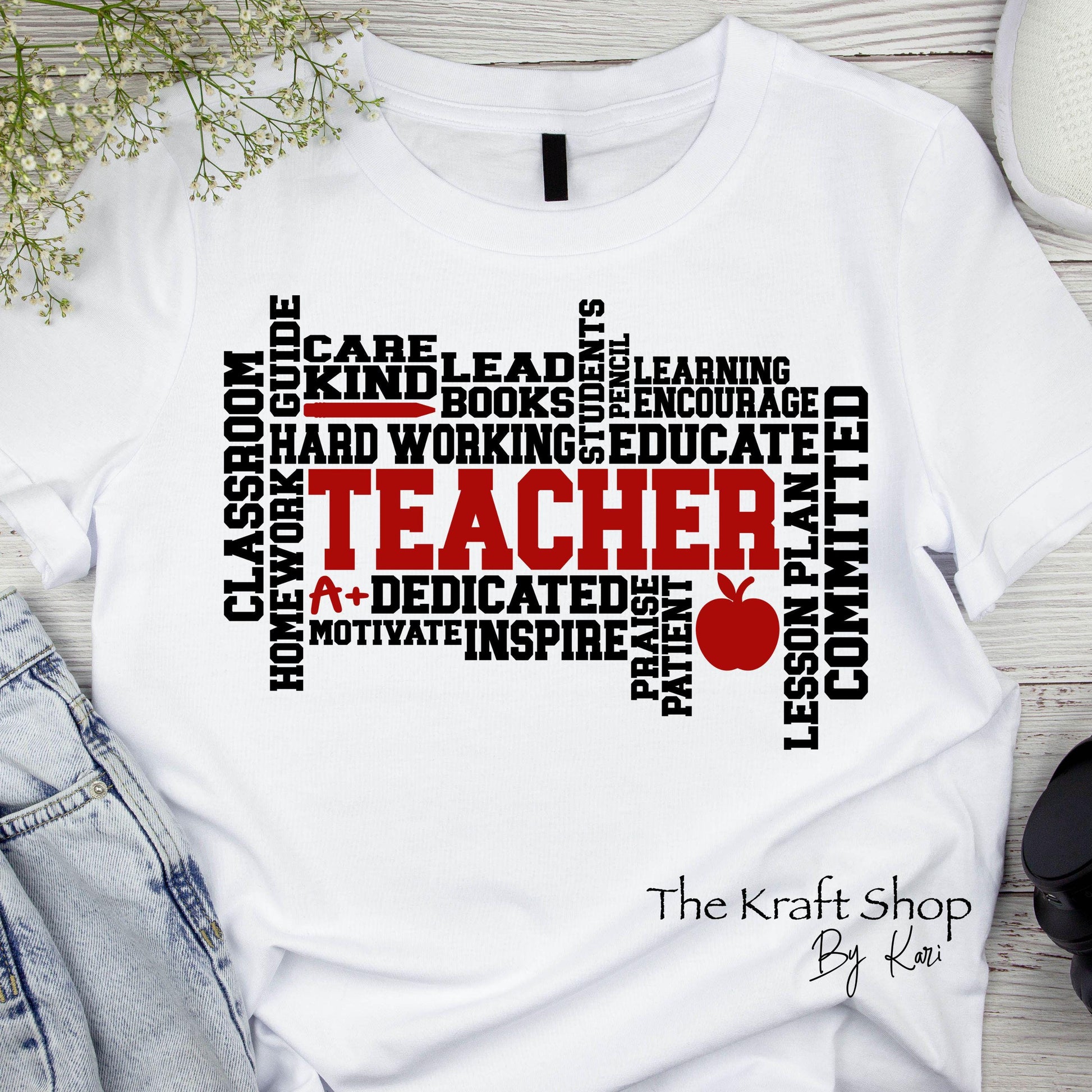 DTF ready to press transfer Teacher word art shirt transfer, DTF Print#11559
