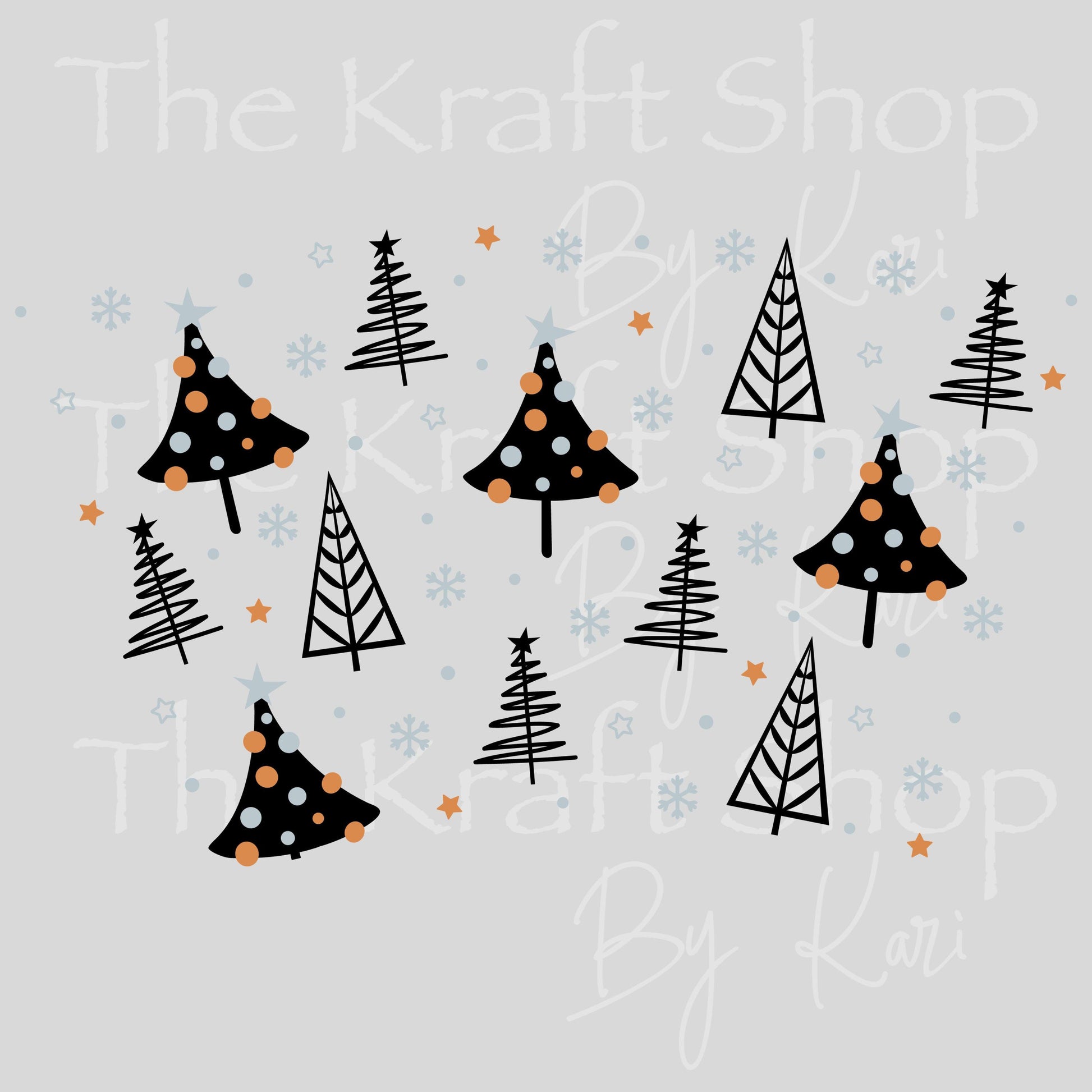 UV DTF Sticker print. Modern Christmas Trees 24 oz tapered wrap or element sheet of decals for acrylic tumblers #5452