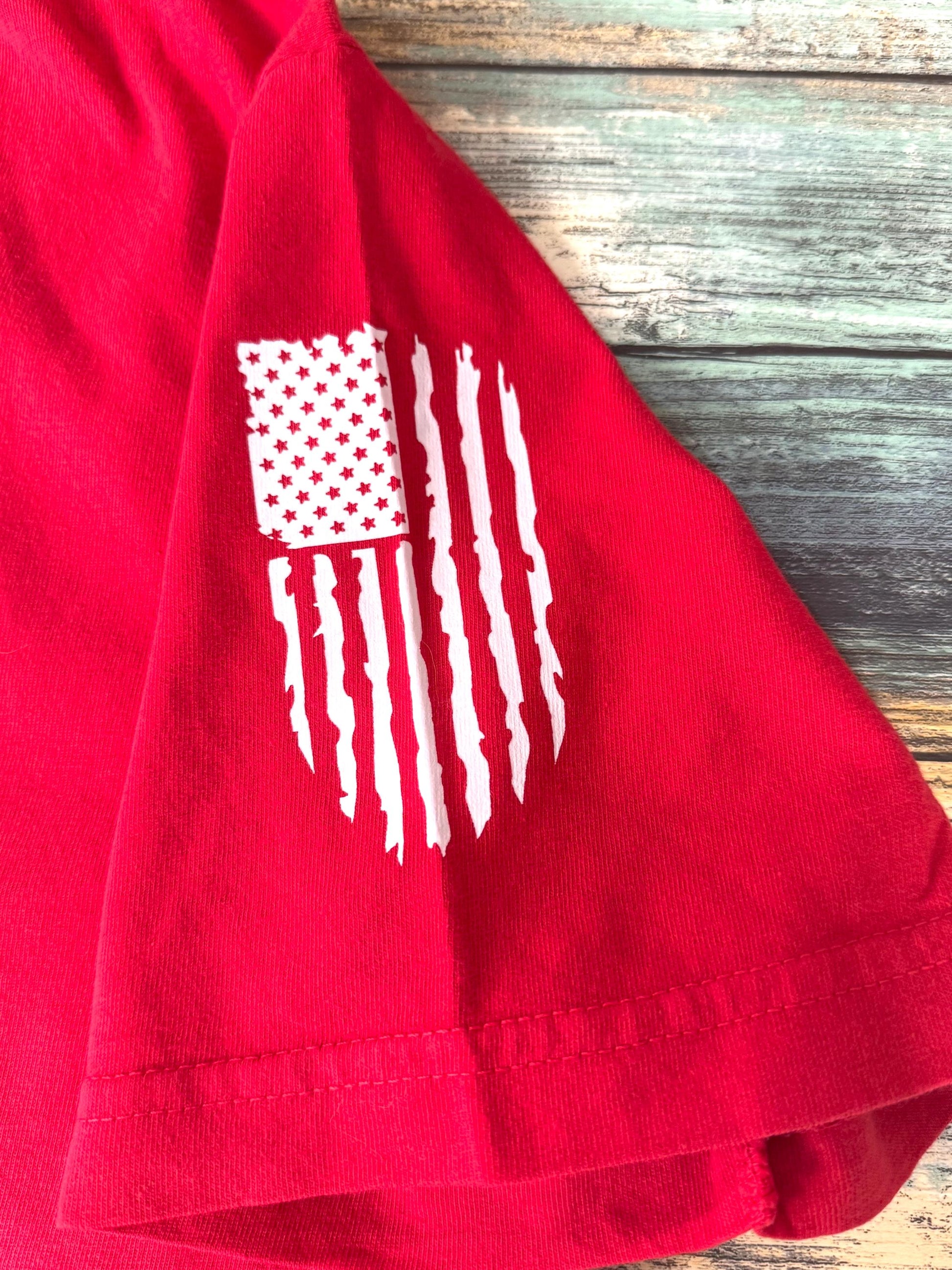 Freedom and vertical tattered flag red unisex comfort colors T-shirt. We are Charlie