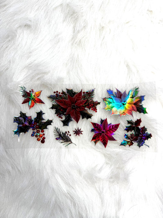 Holographic UV DTF Big Poinsettia Wrap Sticker #39