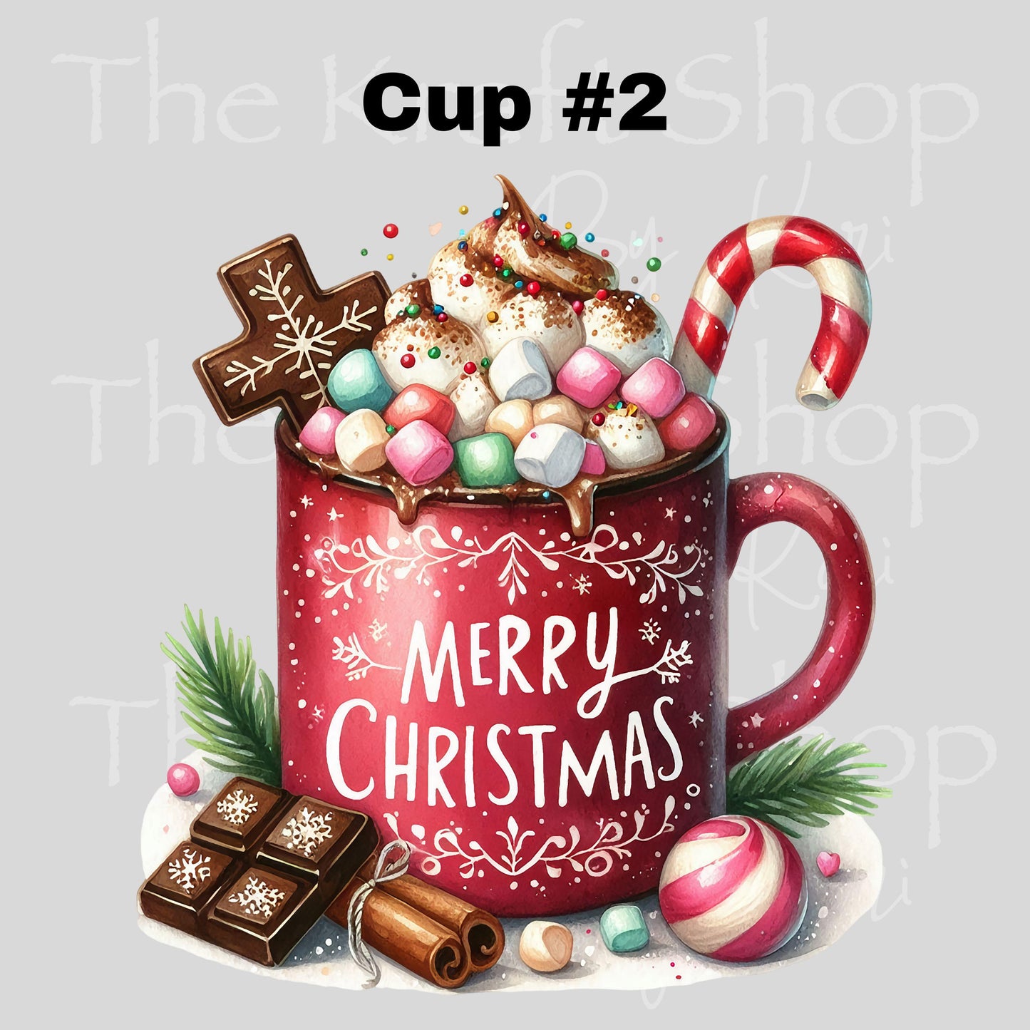 UV DTF Sticker print. Merry Christmas cup with candy and hot chocolate decal, tumbler decal, permanent sticker. #7459
