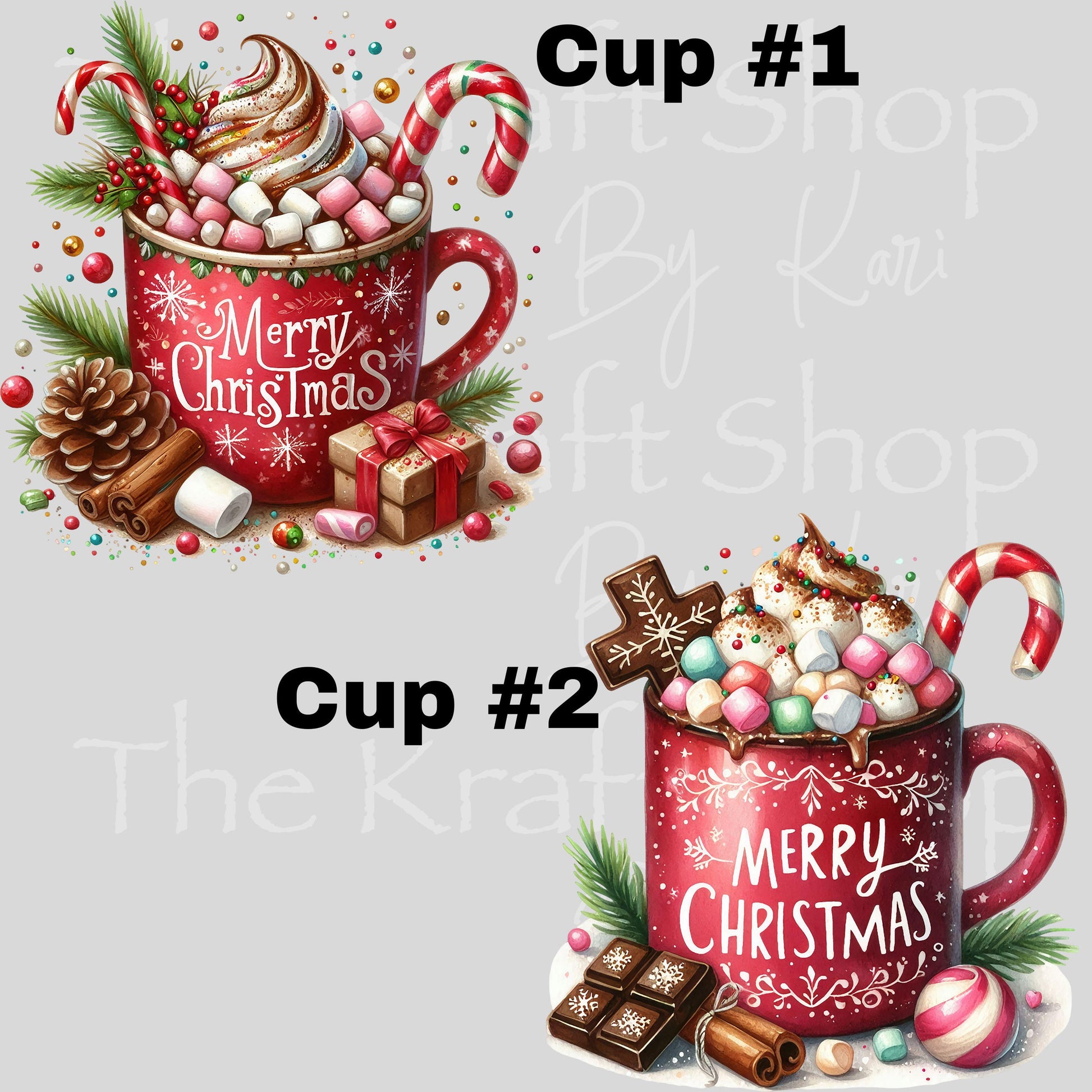 UV DTF Sticker print. Merry Christmas cup with candy and hot chocolate decal, tumbler decal, permanent sticker. #7459