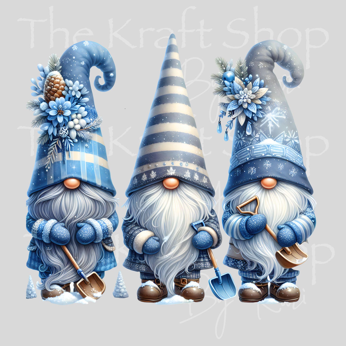 UV DTF Sticker print. Blue Winter Gnomes Christmas decal, tumbler decal #7469