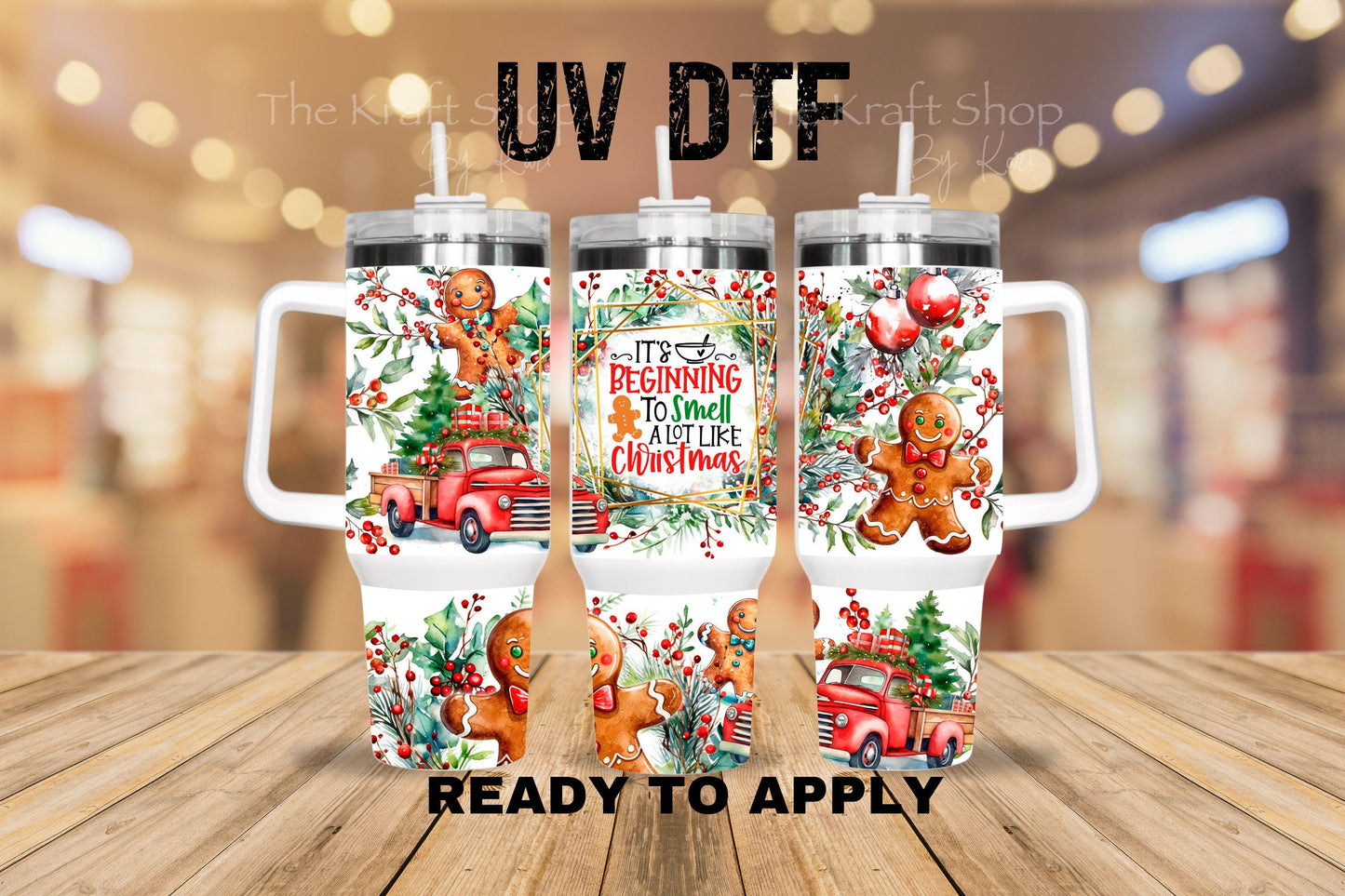 UV DTF 40 oz ready to apply It's beginning to smell like Christmas wrap UV wrap quencher #3176
