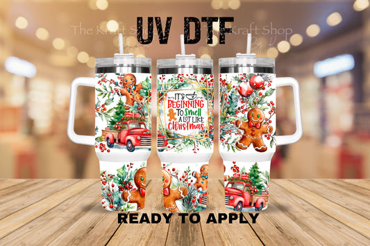 UV DTF 40 oz ready to apply It's beginning to smell like Christmas wrap UV wrap quencher #3176