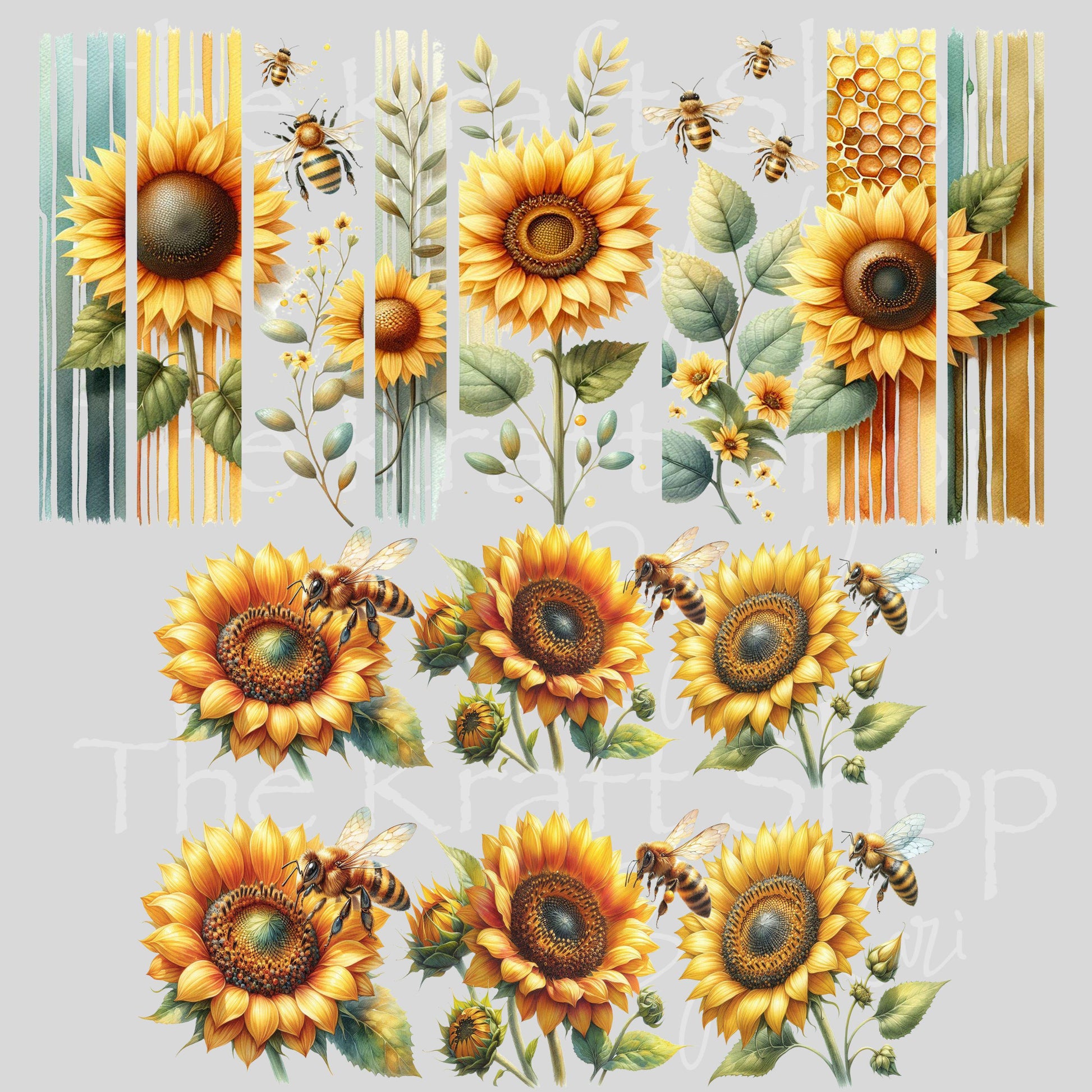 UV DTF 40 oz ready to apply Bee Sunflowers wrap UV wrap quencher #3177