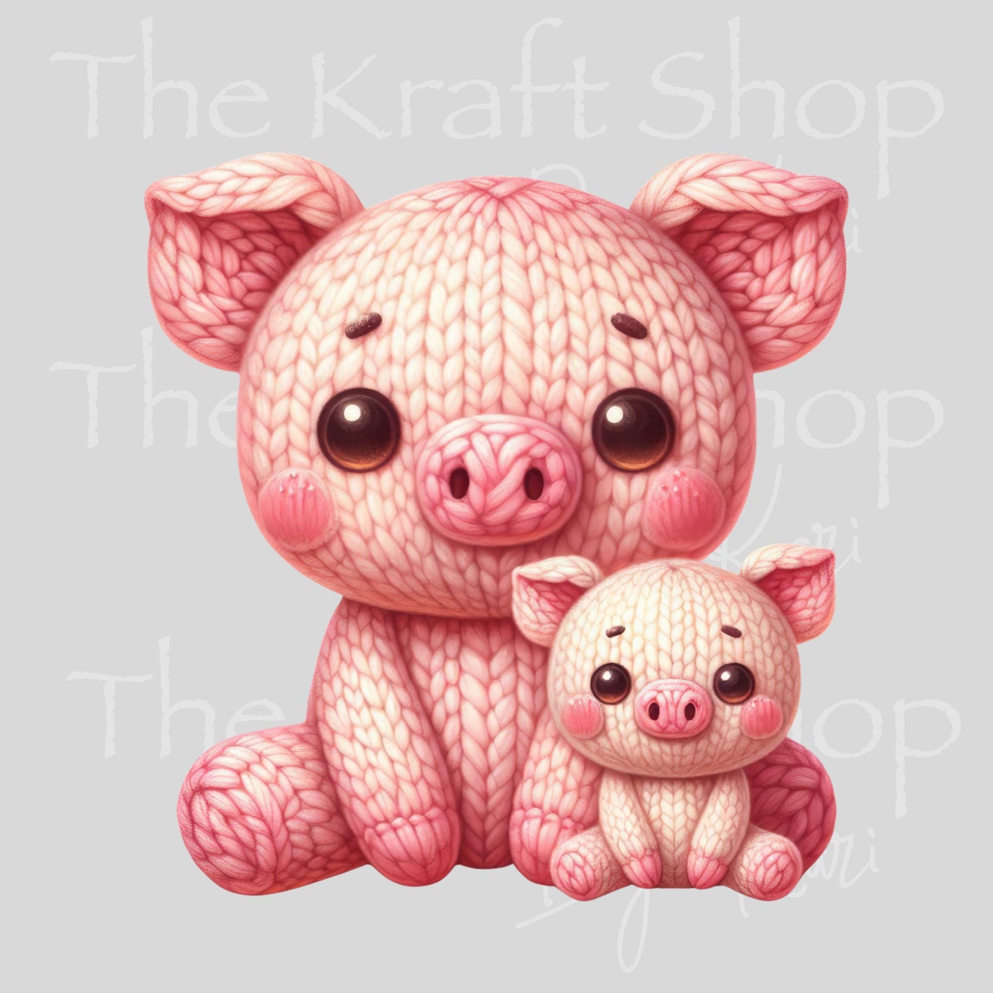 UV DTF Sticker prints. Crochet pigs decal, permanent sticker. #1081