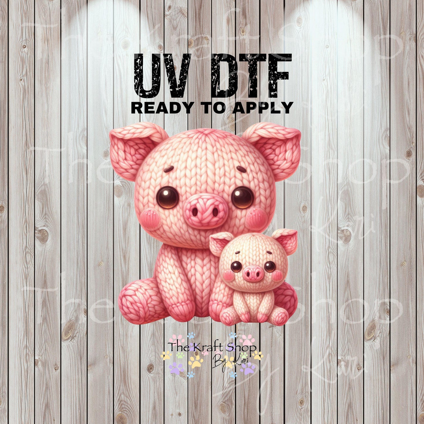 UV DTF Sticker prints. Crochet pigs decal, permanent sticker. #1081