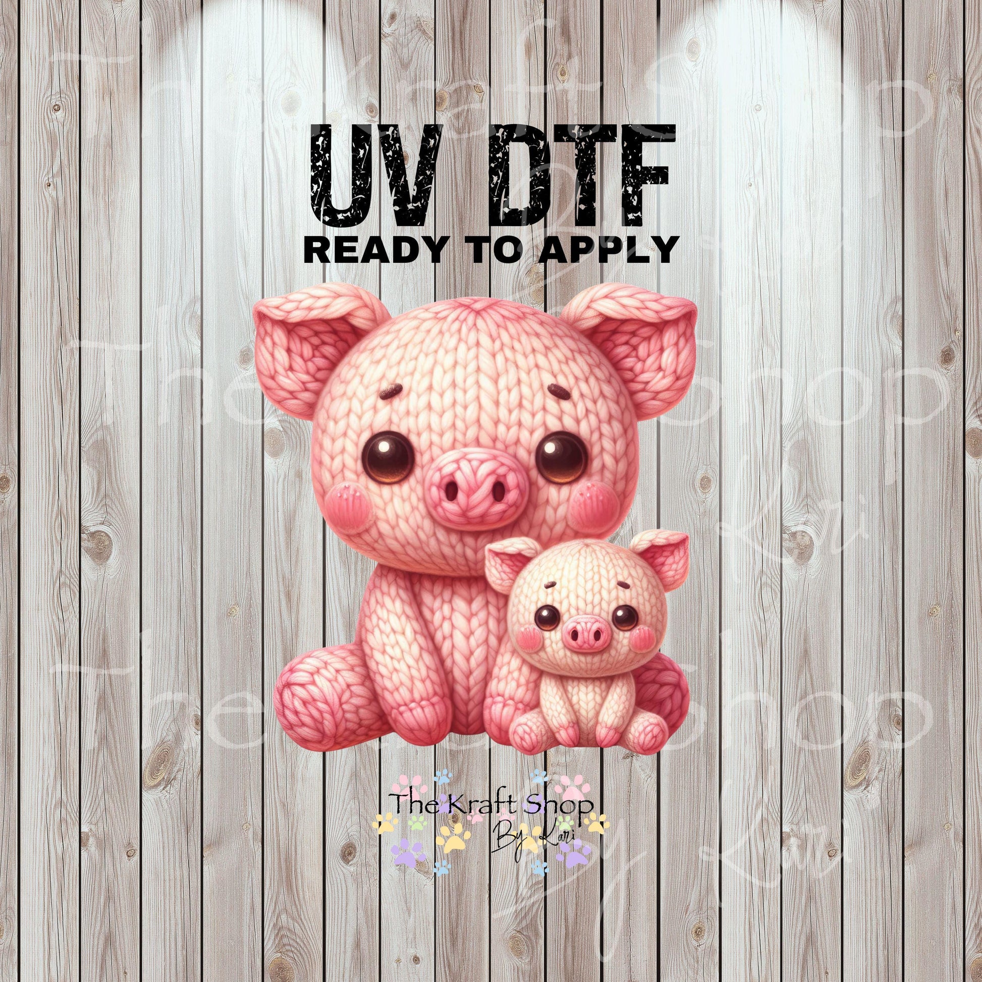 UV DTF Sticker prints. Crochet pigs decal, permanent sticker. #1081