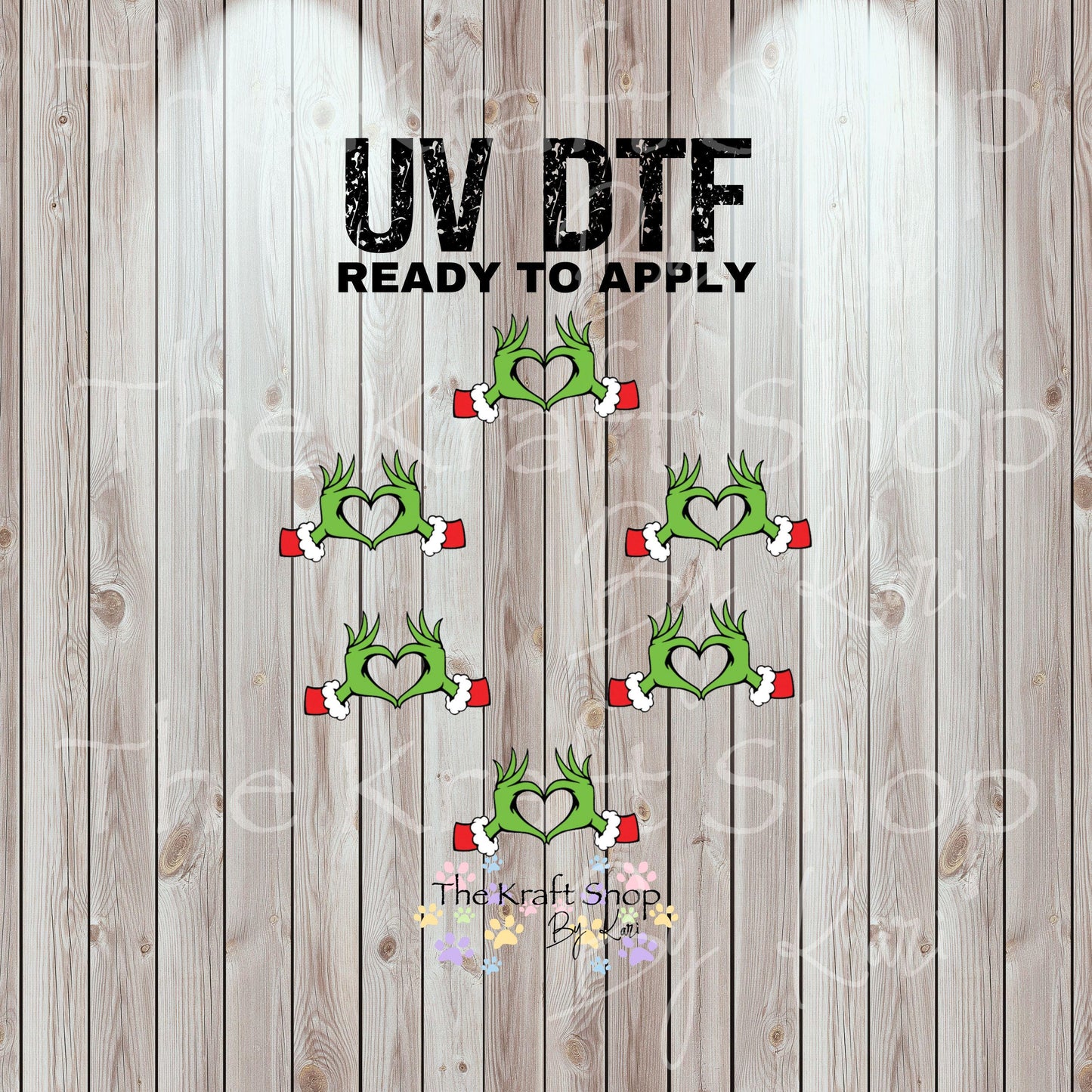 UV DTF Sticker print. Hand heart Grinmas top decal for 24 oz or 40 oz tumbler, tumbler decal, permanent sticker. #10344