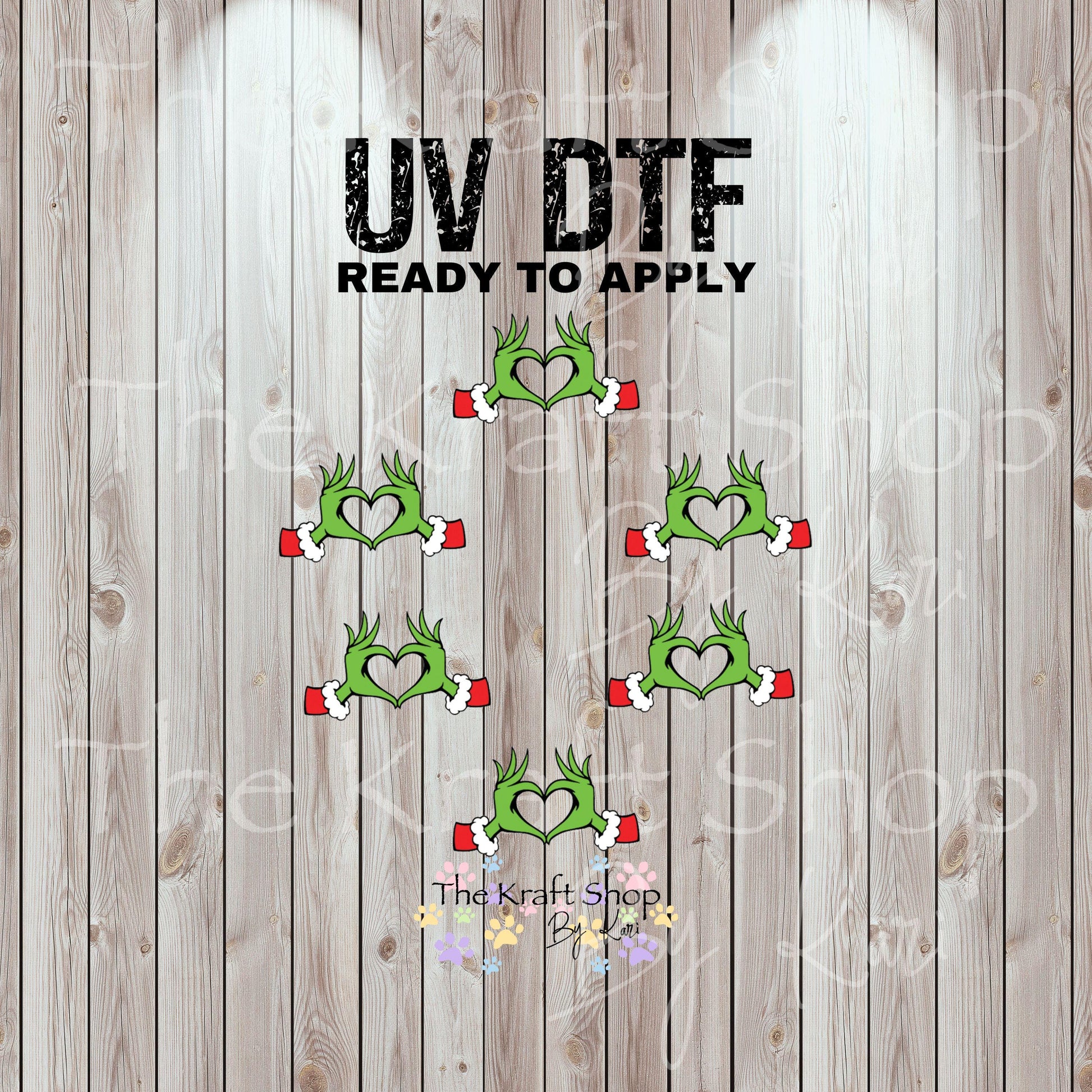 UV DTF Sticker print. Hand heart Grinmas top decal for 24 oz or 40 oz tumbler, tumbler decal, permanent sticker. #10344