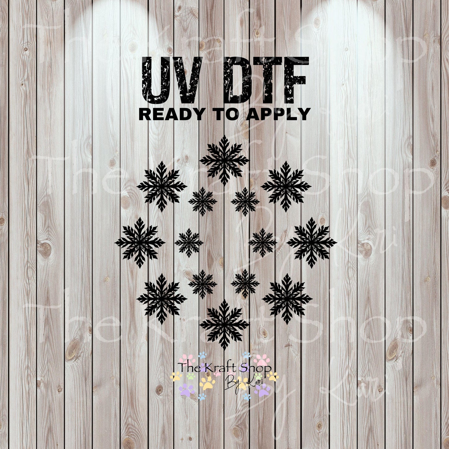 UV DTF Sticker print. Black snowflakes top decal for 24 oz or 40 oz tumbler, tumbler decal, permanent sticker. #10346