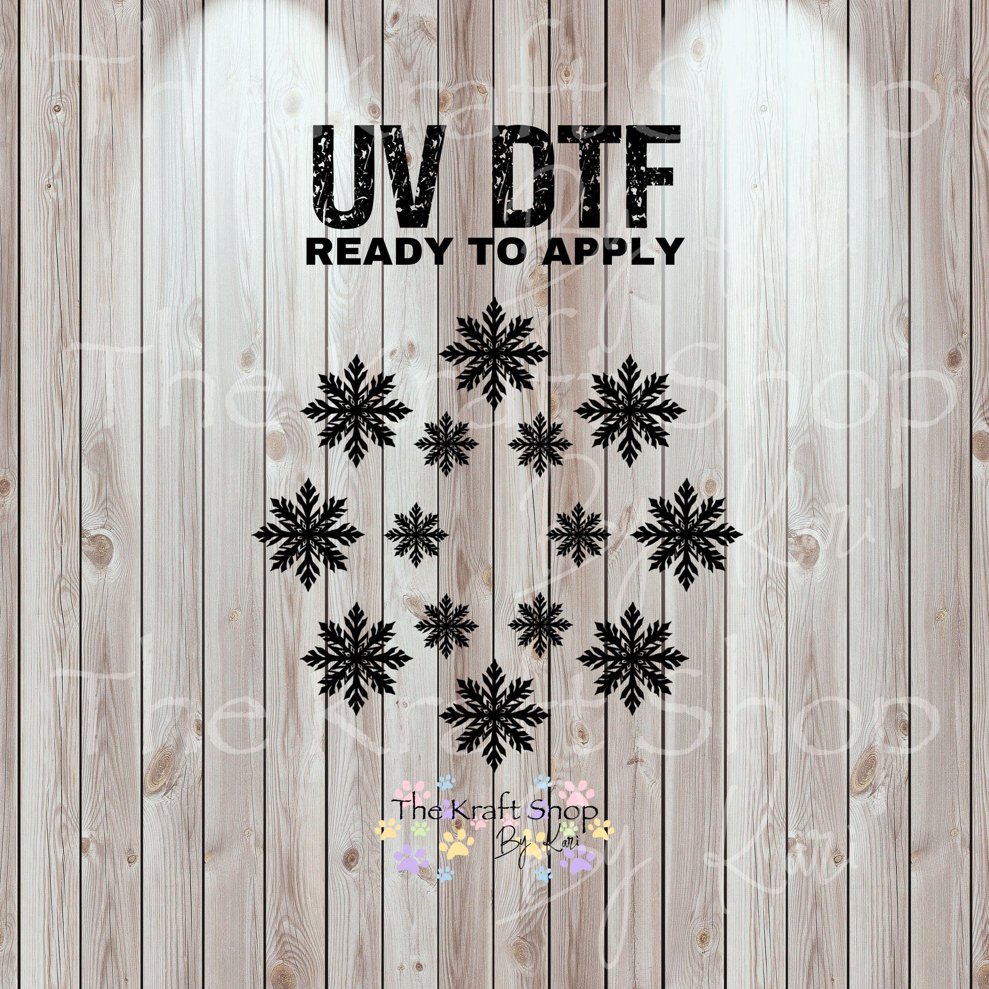UV DTF Sticker print. Black snowflakes top decal for 24 oz or 40 oz tumbler, tumbler decal, permanent sticker. #10346