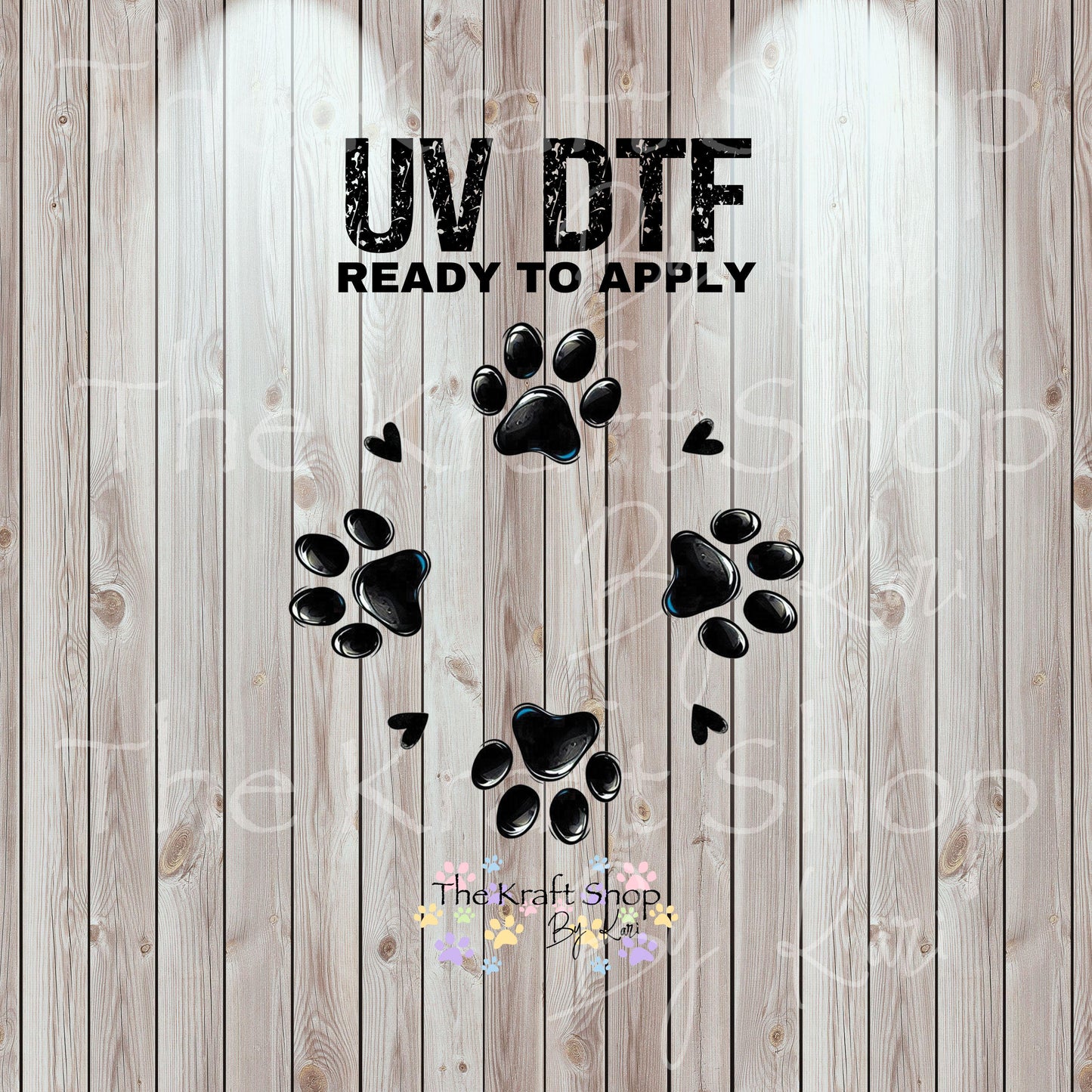 UV DTF Sticker print. Black paw prints top decal for 24 oz or 40 oz tumbler, tumbler decal, permanent sticker. #10347