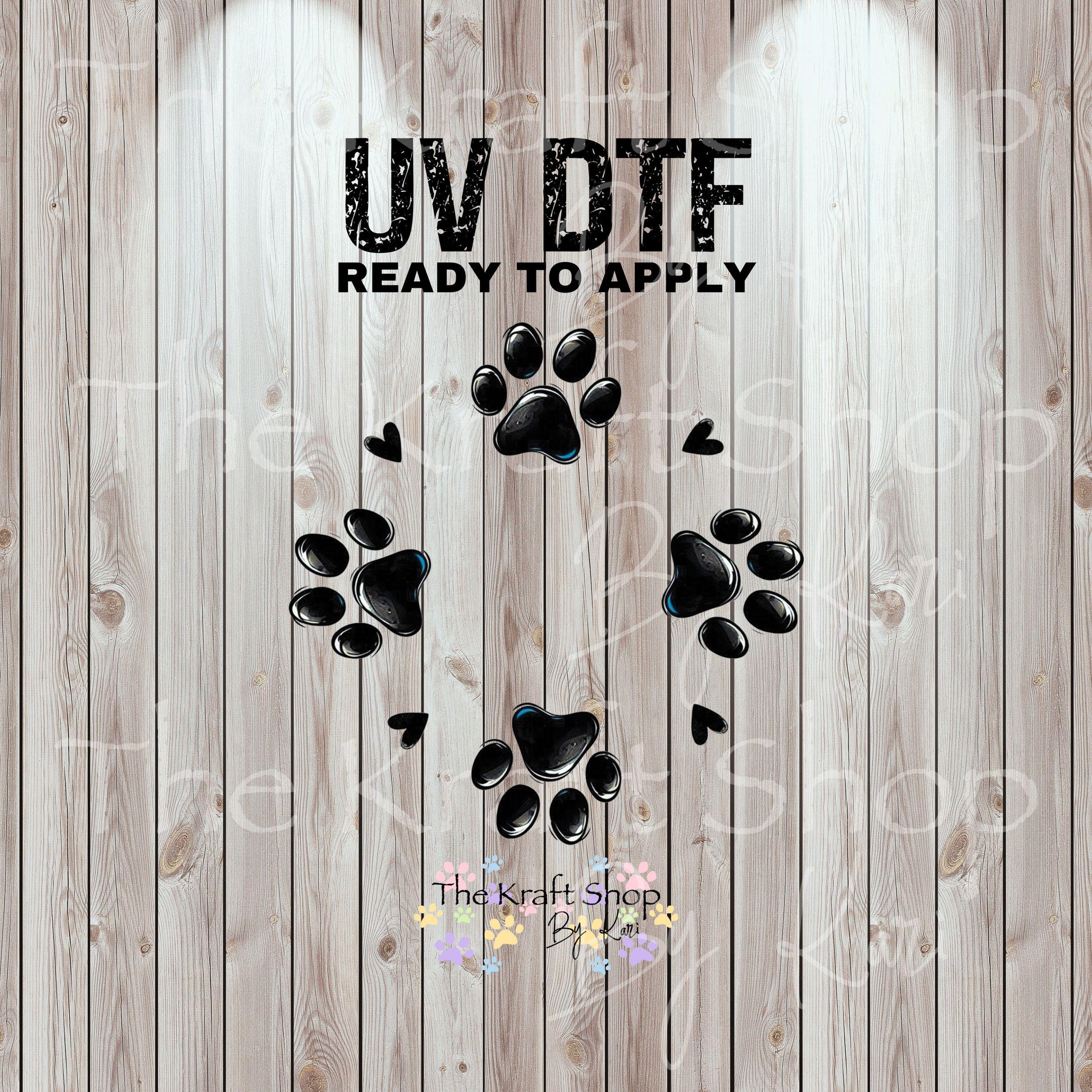 UV DTF Sticker print. Black paw prints top decal for 24 oz or 40 oz tumbler, tumbler decal, permanent sticker. #10347