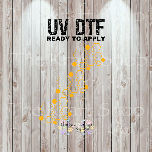 UV DTF Sticker print. Honeycomb vertical decal, tumbler decal, permanent sticker. #10349
