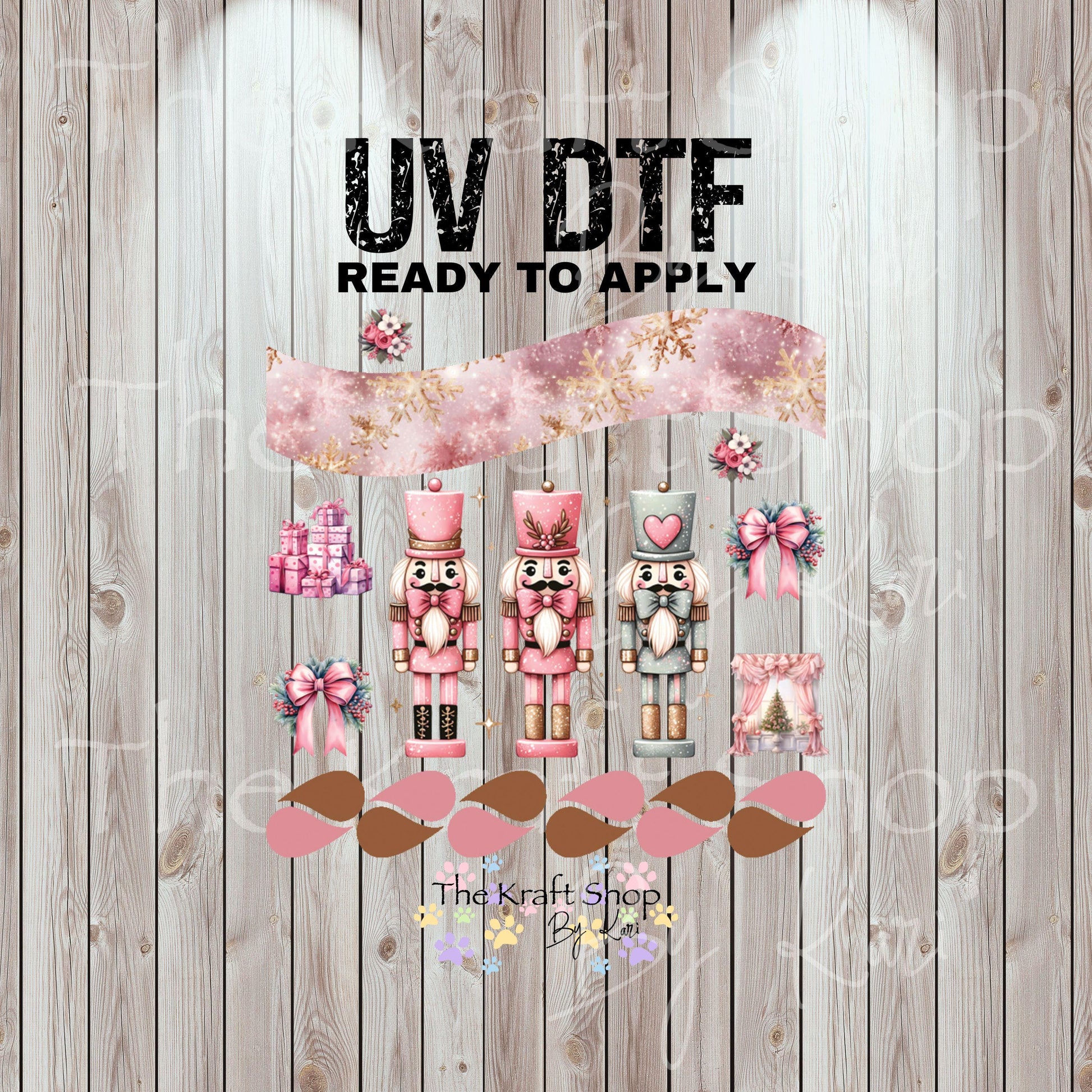 UV DTF Sticker print Pink Nutcracker mixed media Element sheet 8x8 decal #7471