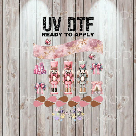 UV DTF Sticker print Pink Nutcracker mixed media Element sheet 8x8 decal #7471
