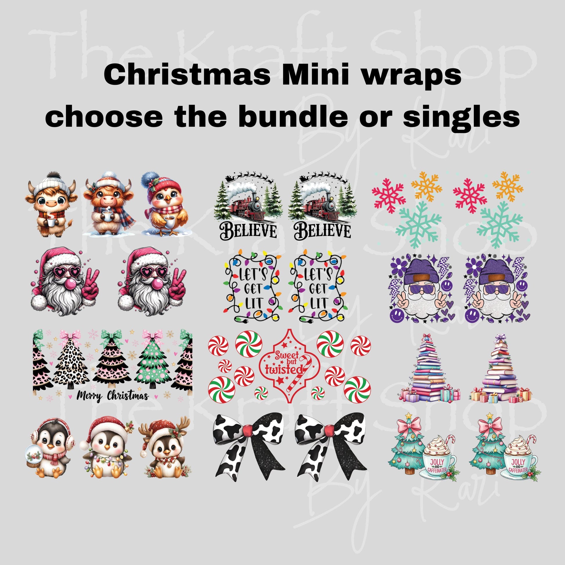 UV dtf Sticker print Christmas Mini wraps for mini tumbler keychains decal permanent sticker. Uv wrap for chapstick holders, money holders