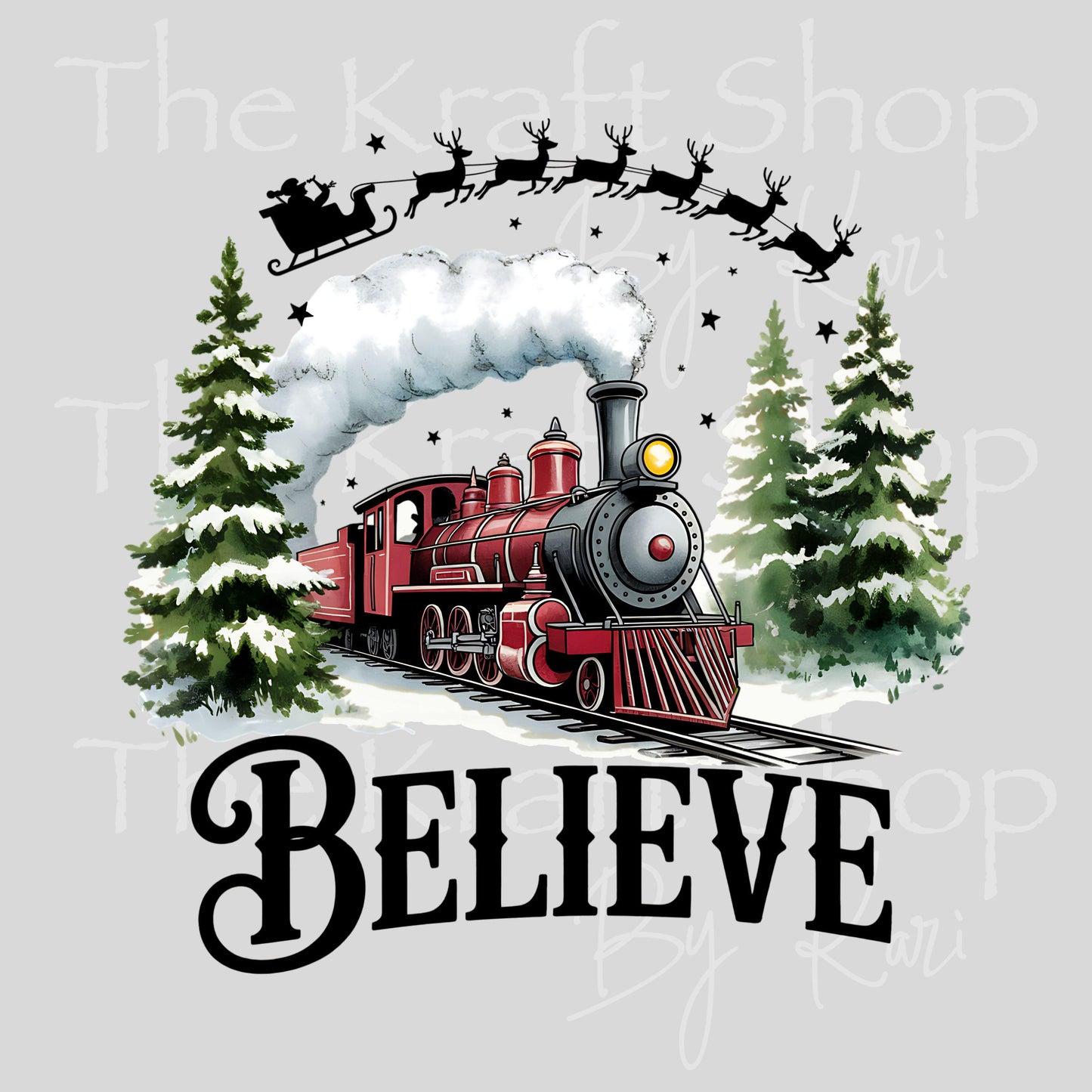 UV DTF Sticker prints. Believe Train Merry Christmas decal, permanent sticker. #7450