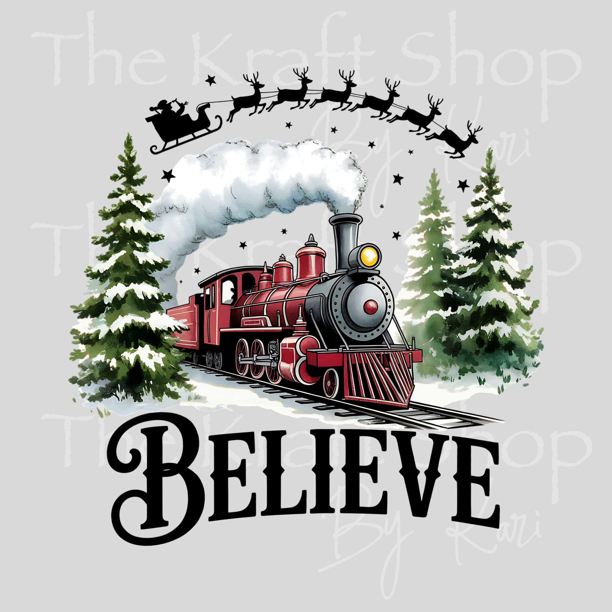 UV DTF Sticker prints. Believe Train Merry Christmas decal, permanent sticker. #7450