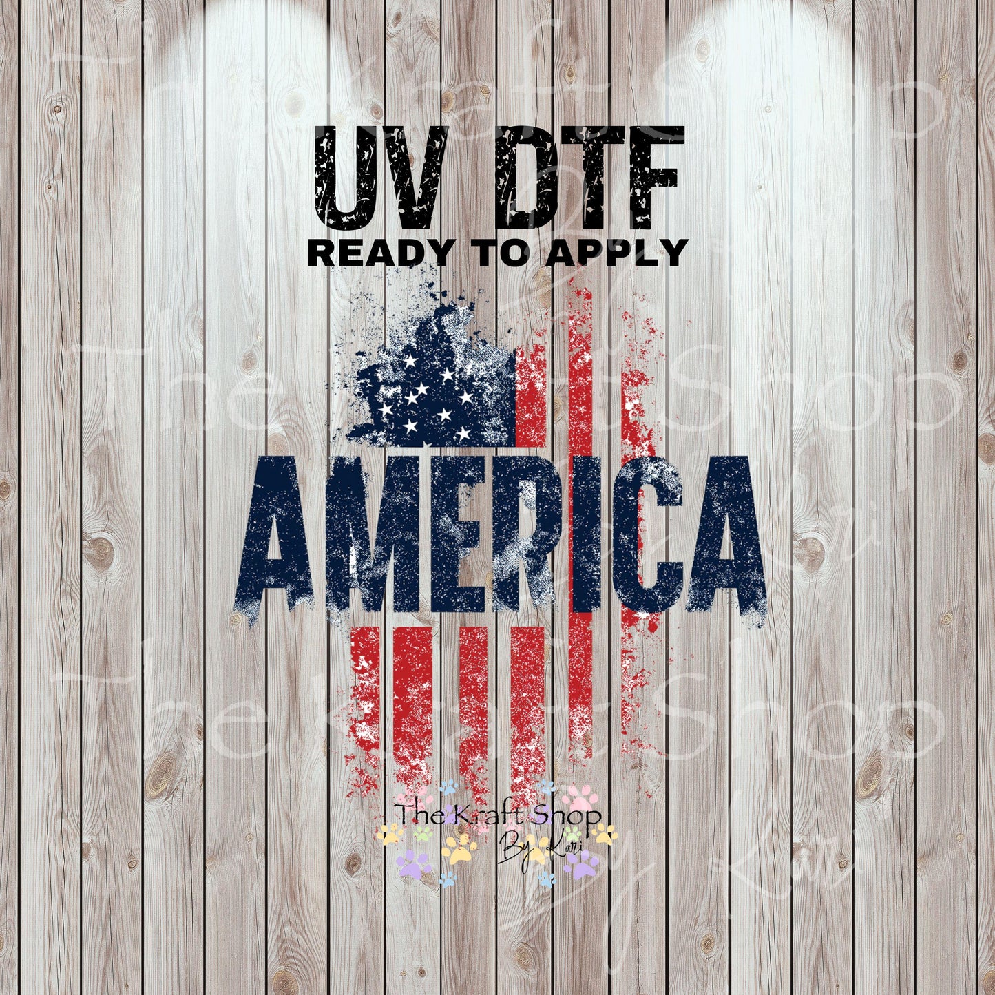 UV DTF Sticker prints. America flag tattered red white and blue patriotic flag decal, permanent sticker. #4573