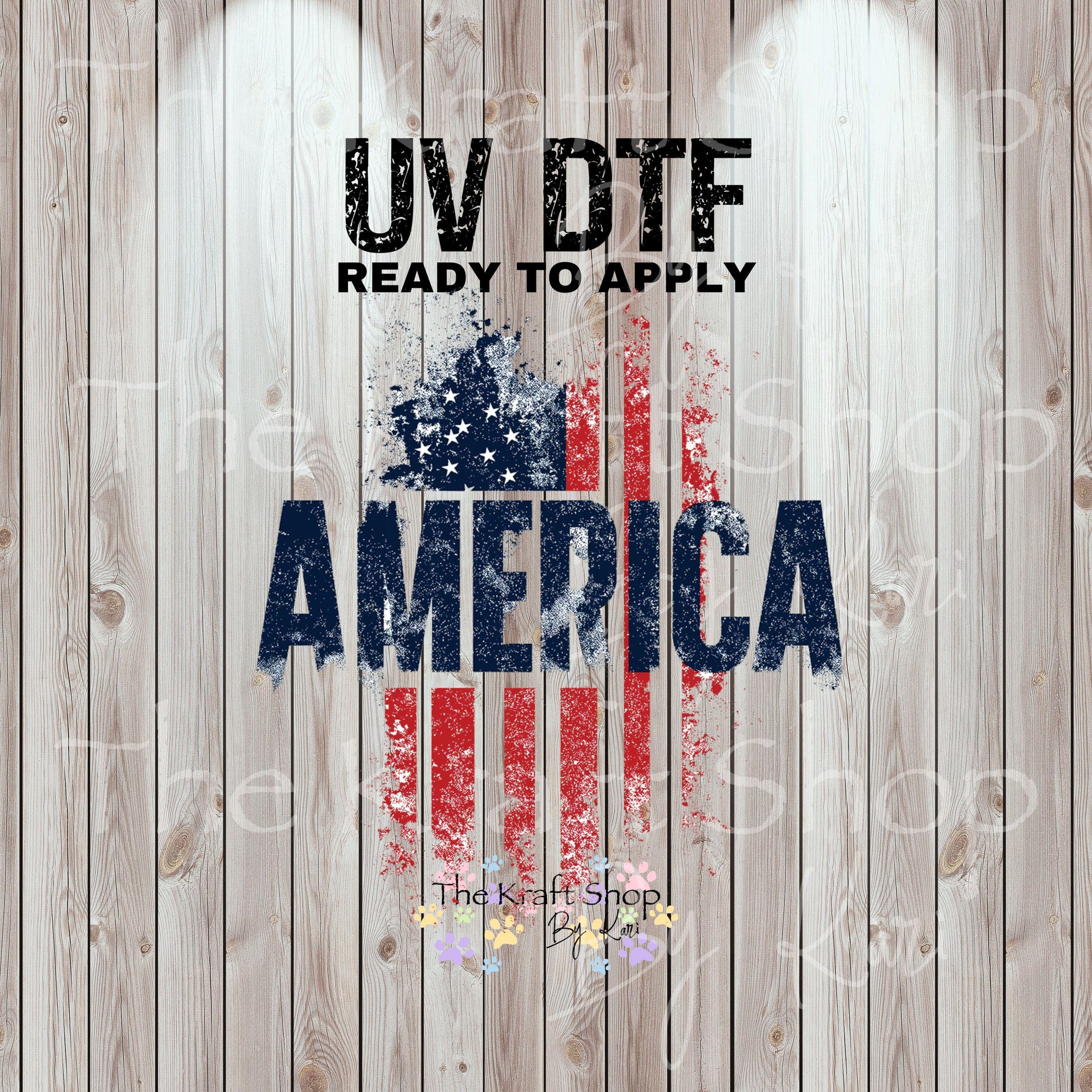 UV DTF Sticker prints. America flag tattered red white and blue patriotic flag decal, permanent sticker. #4573