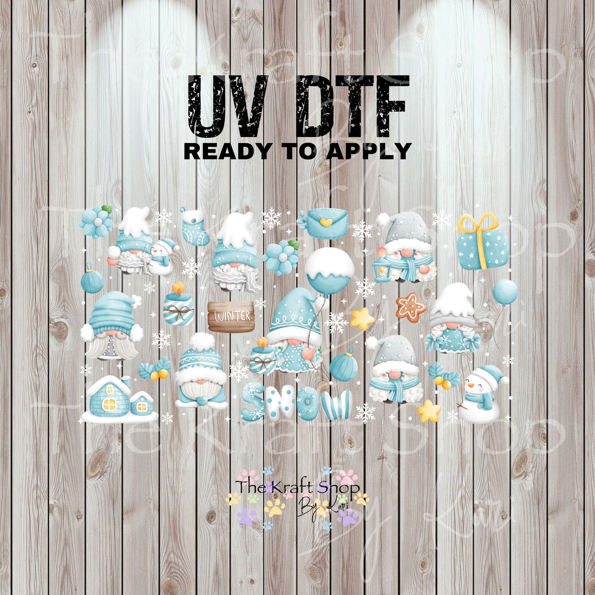 UV DTF Sticker print. Christmas Farmhouse Gnomes Wrap decals tumbler decal. Glass can wrap. #5465