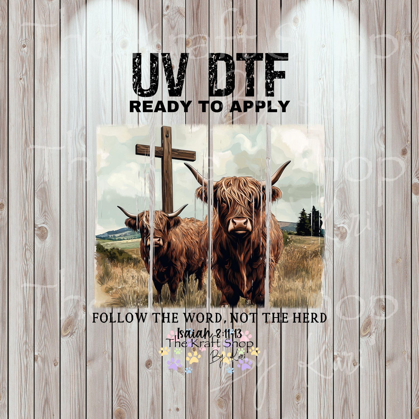 UV DTF Sticker print. Follow the word not the herd heifer cows brush stroke decals tumbler decal. Glass can wrap. #5467