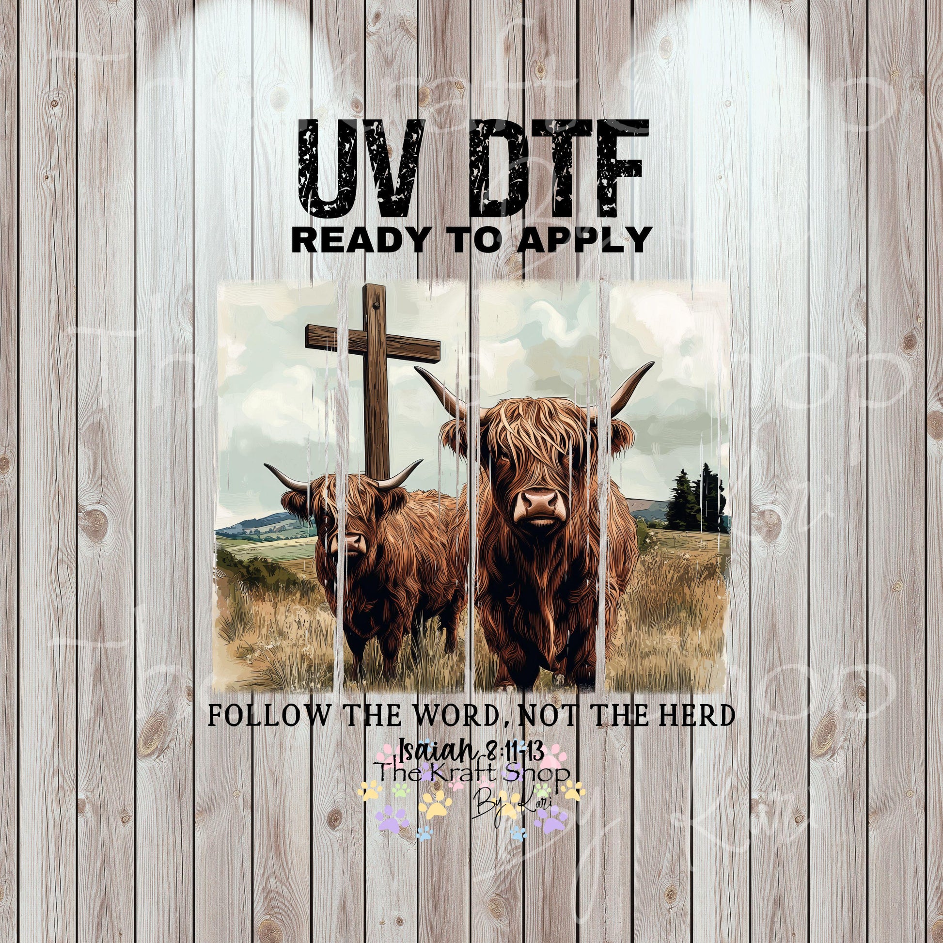 UV DTF Sticker print. Follow the word not the herd heifer cows brush stroke decals tumbler decal. Glass can wrap. #5467