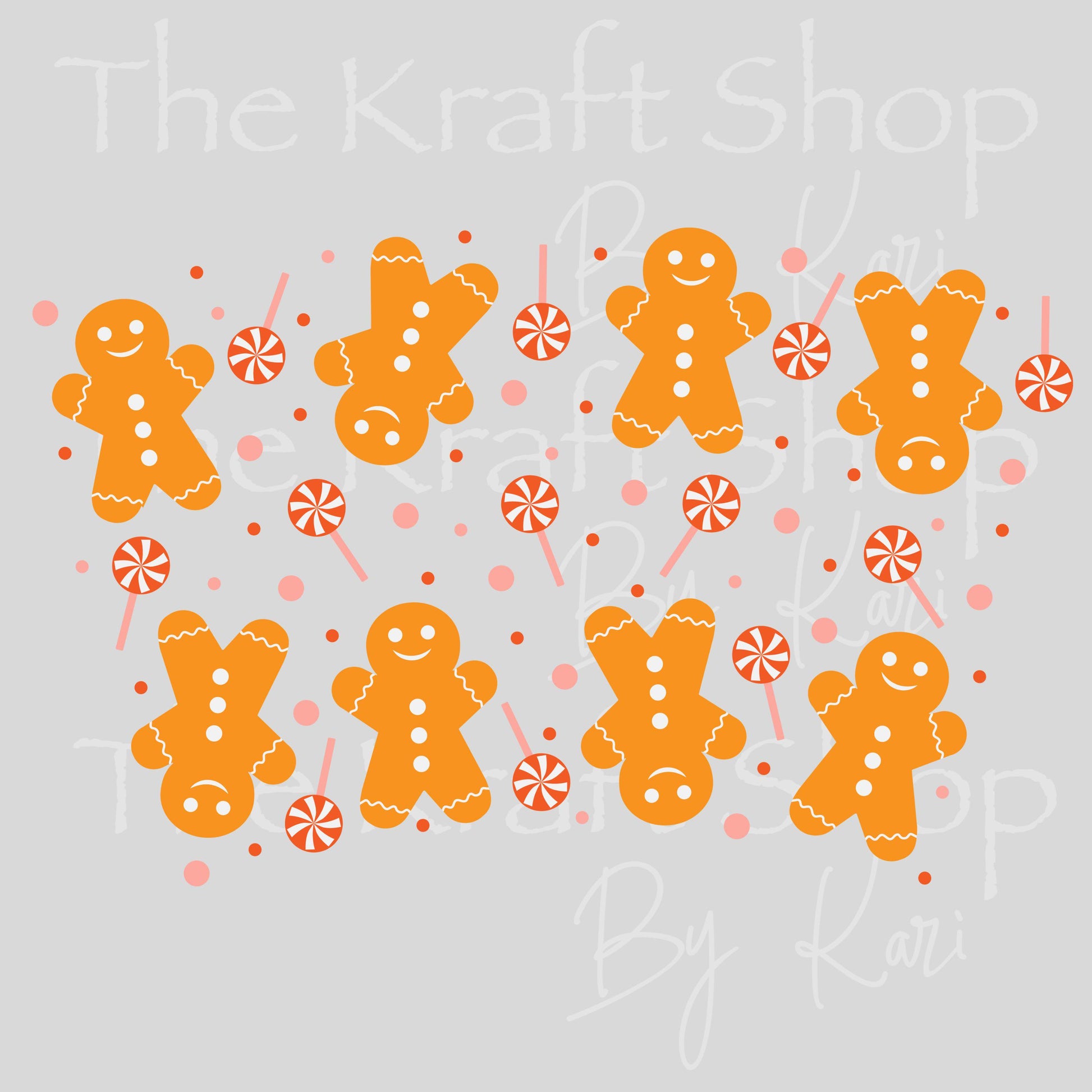 UV DTF Sticker print. Gingerbread and lollipops 24 oz tapered wrap or element sheet of decals for acrylic tumblers #5450