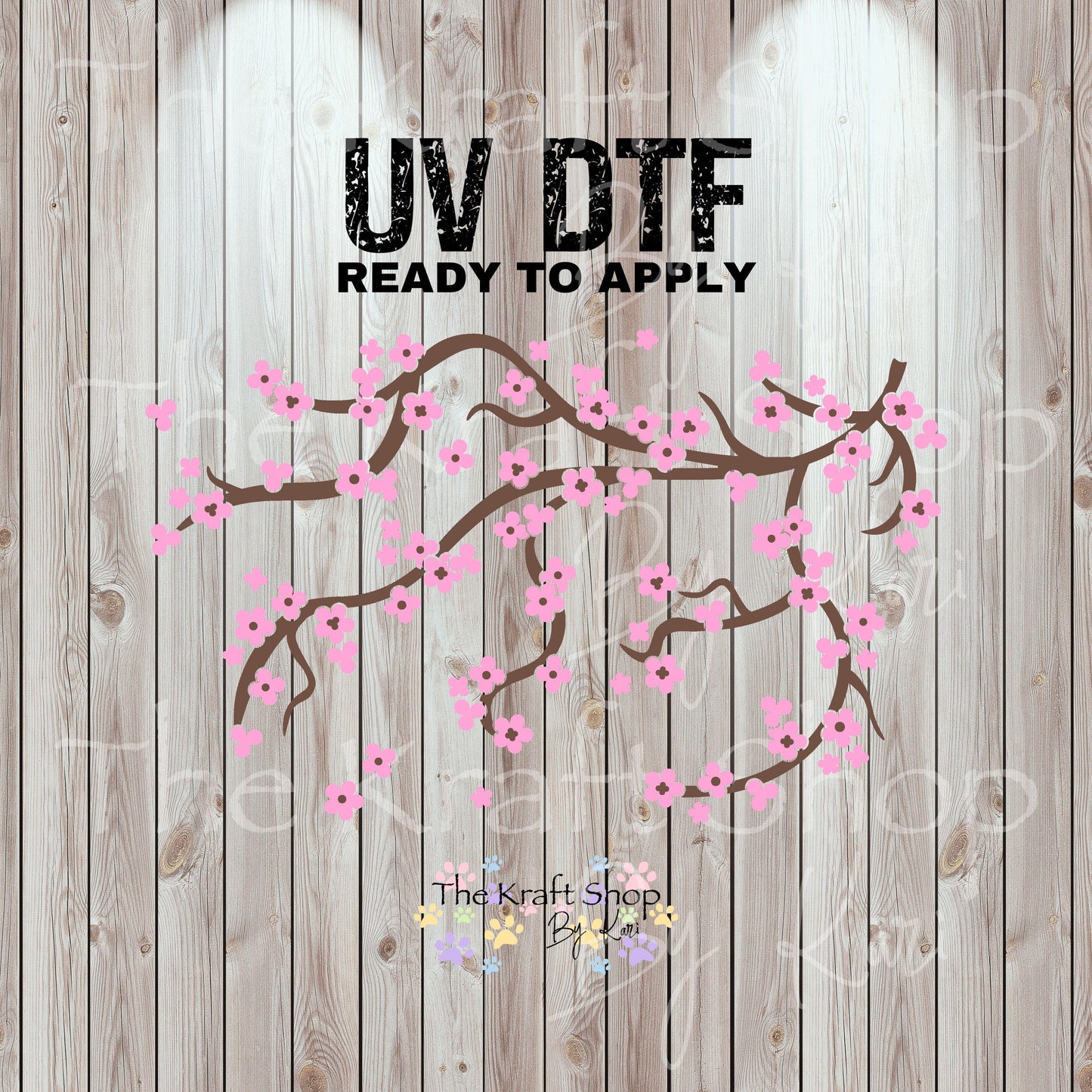UV DTF Sticker print. Pink Sakura 24 oz tapered wrap or element sheet of decals for acrylic tumblers #5455