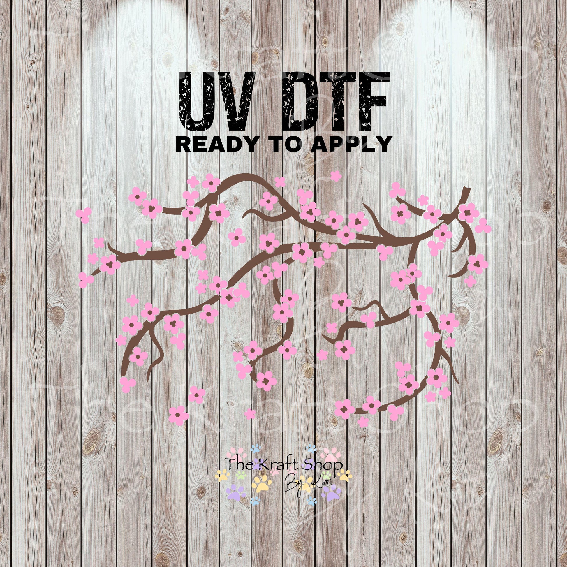UV DTF Sticker print. Pink Sakura 24 oz tapered wrap or element sheet of decals for acrylic tumblers #5455