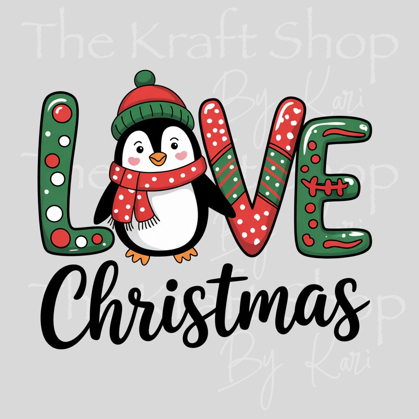 UV DTF Sticker print Penguin Love Christmas decal, tumbler decal, permanent sticker. #7479