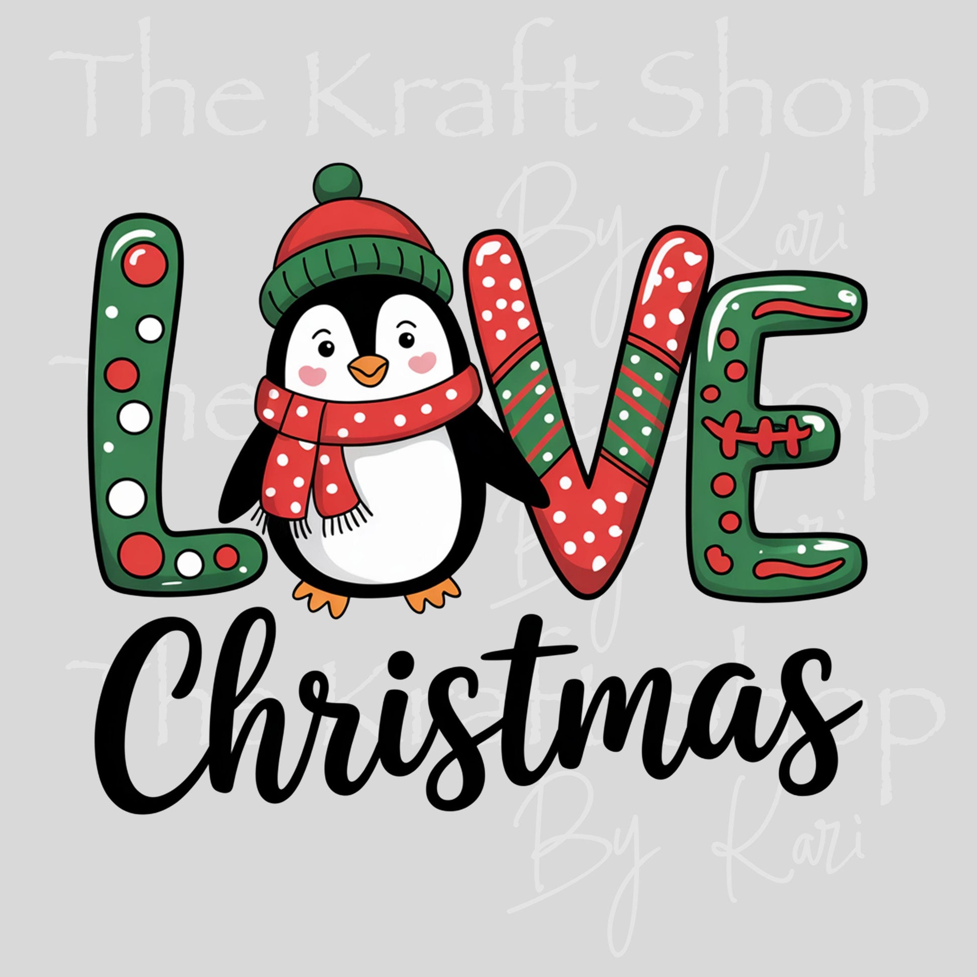 UV DTF Sticker print Penguin Love Christmas decal, tumbler decal, permanent sticker. #7479