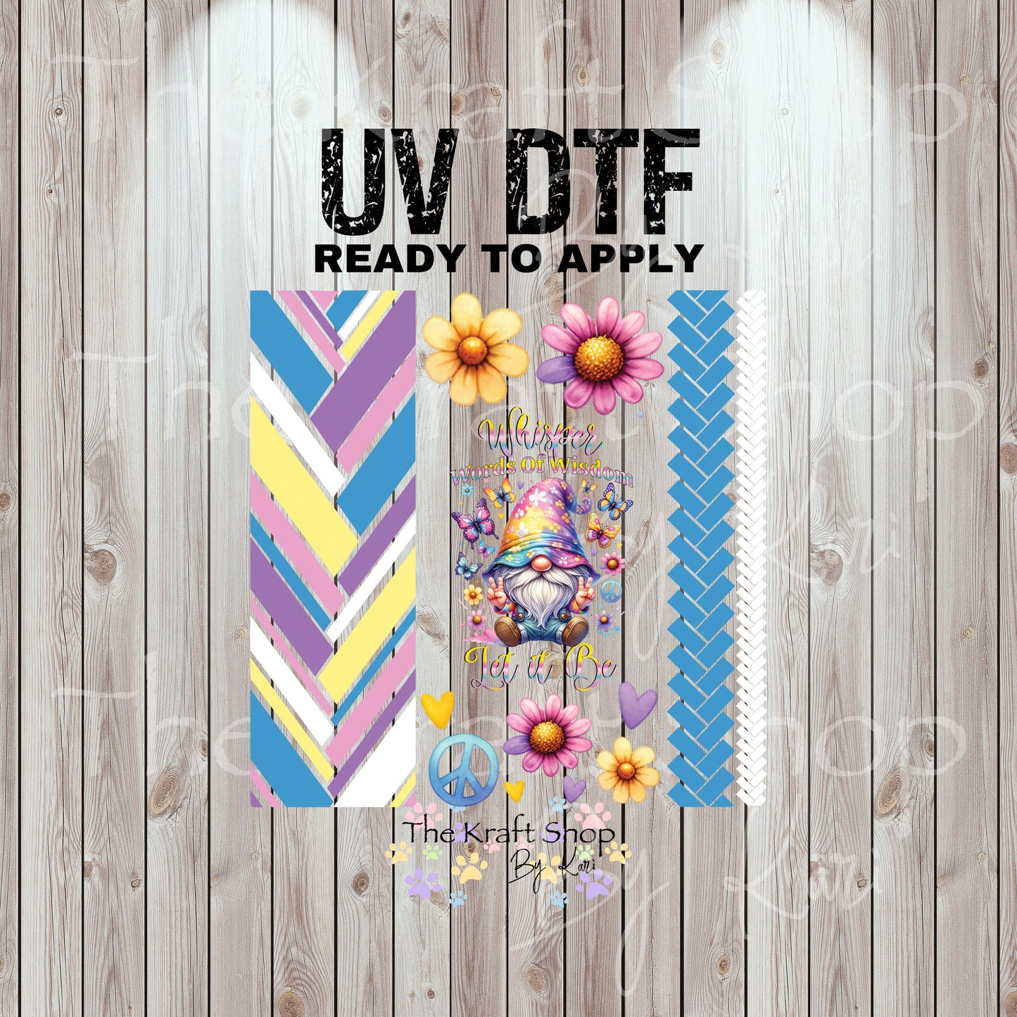 UV DTF Sticker print Whisper words of wisdom gnome mixed media bundle of decals Element sheet 10x10 decal #10355