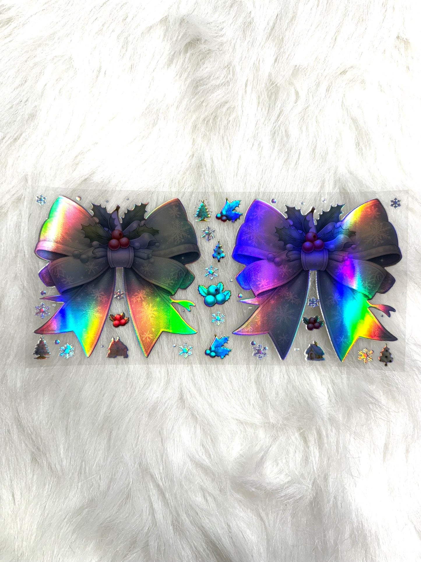 Holographic UV DTF Holly Bows Wrap Sticker #36