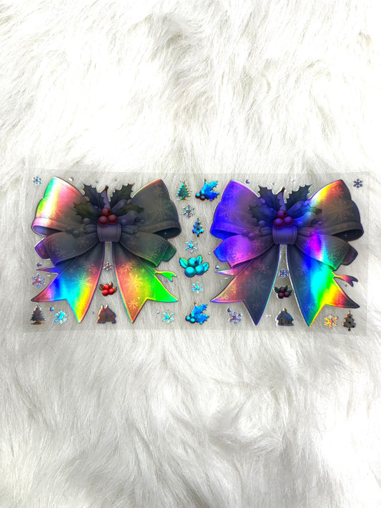Holographic UV DTF Holly Bows Wrap Sticker #36