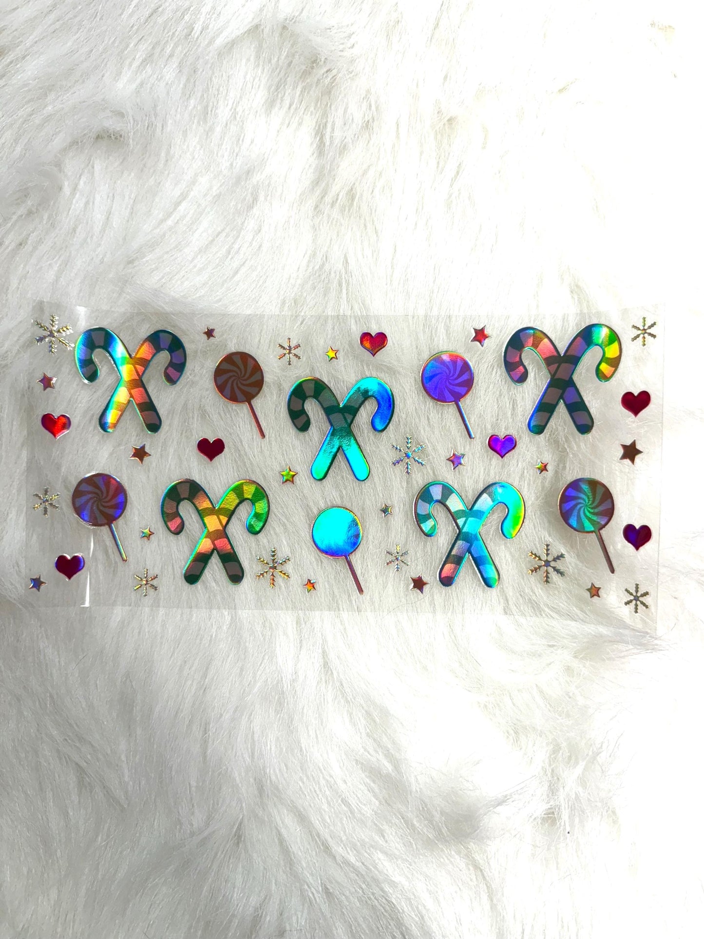 Holographic UV DTF Teal Pink Candy Wrap Sticker #38