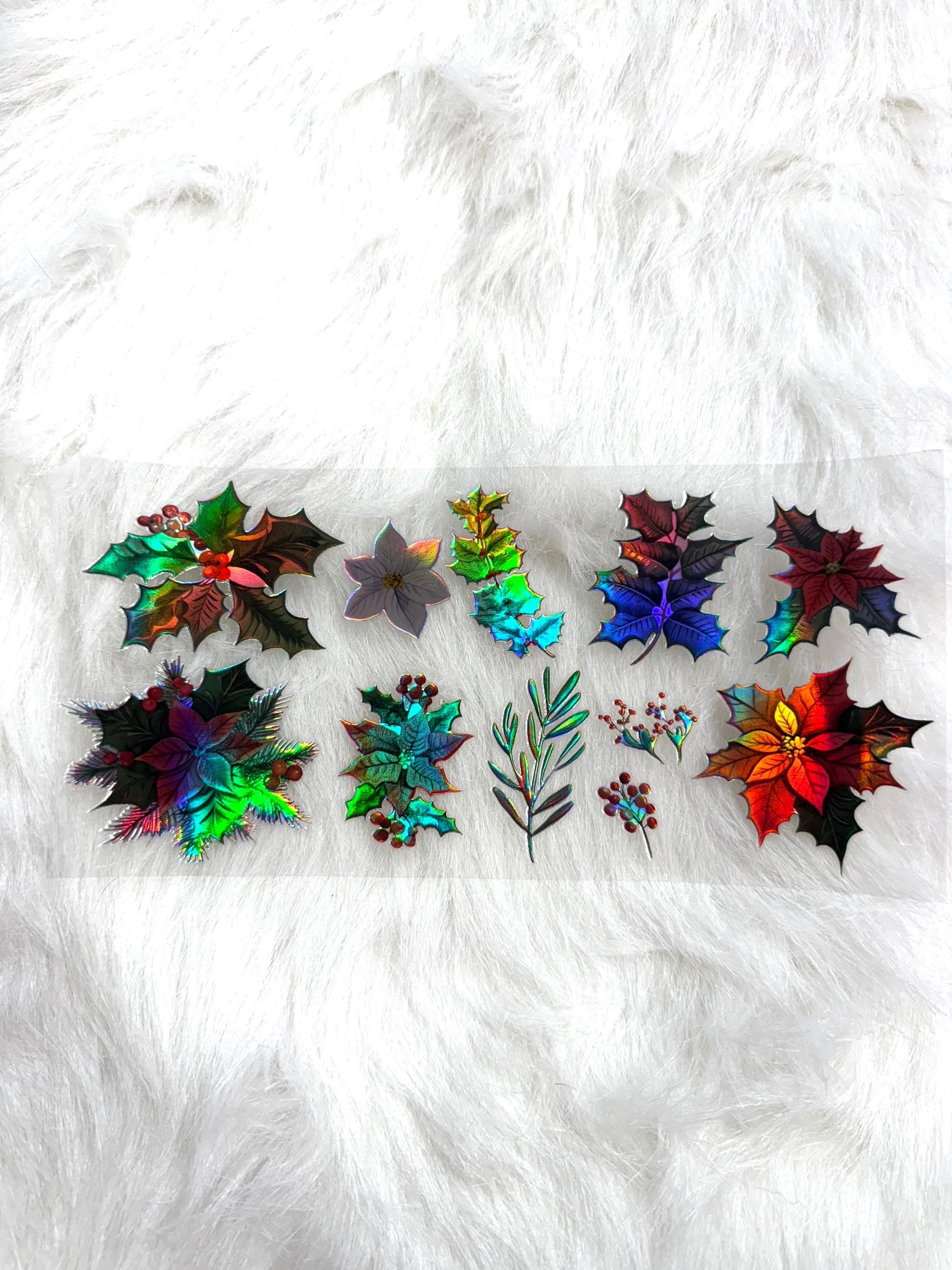 Holographic UV DTF Small Poinsettia Wrap Sticker #40