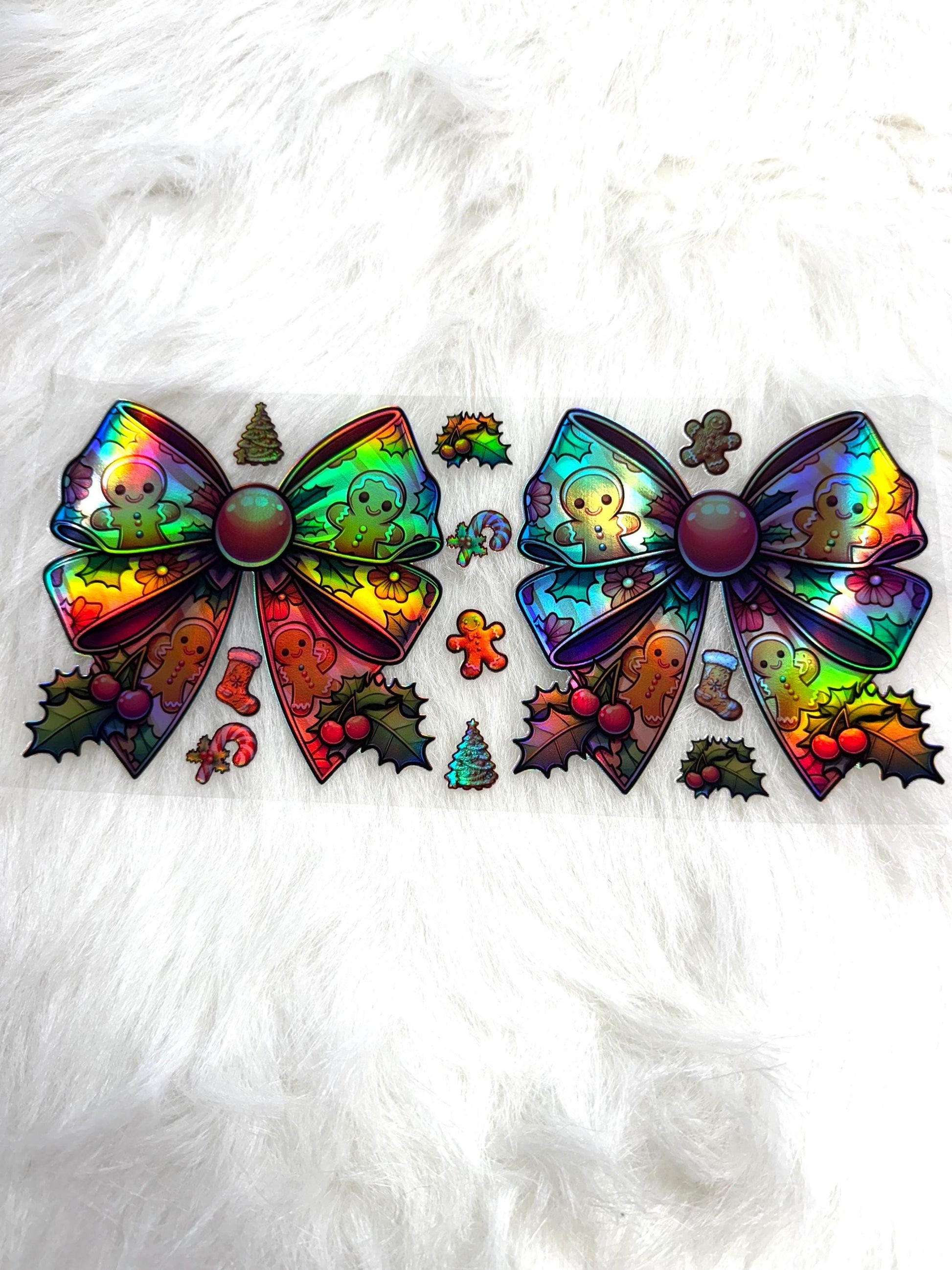 Holographic UV DTF Ginger Bow Wrap Sticker #47